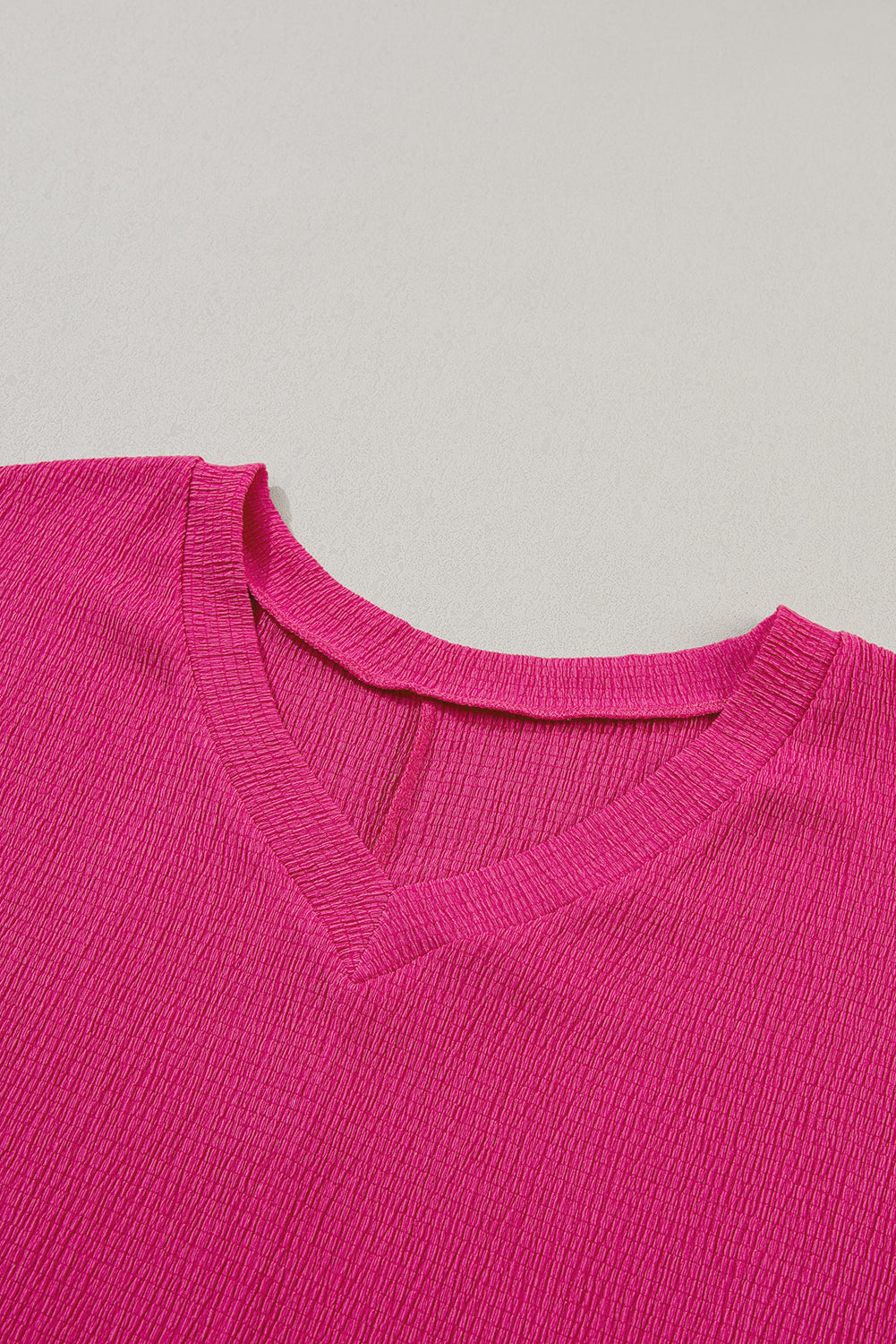 Honeybee Mumford's Bright Pink Crinkled V Neck Wide Sleeve T-shirt