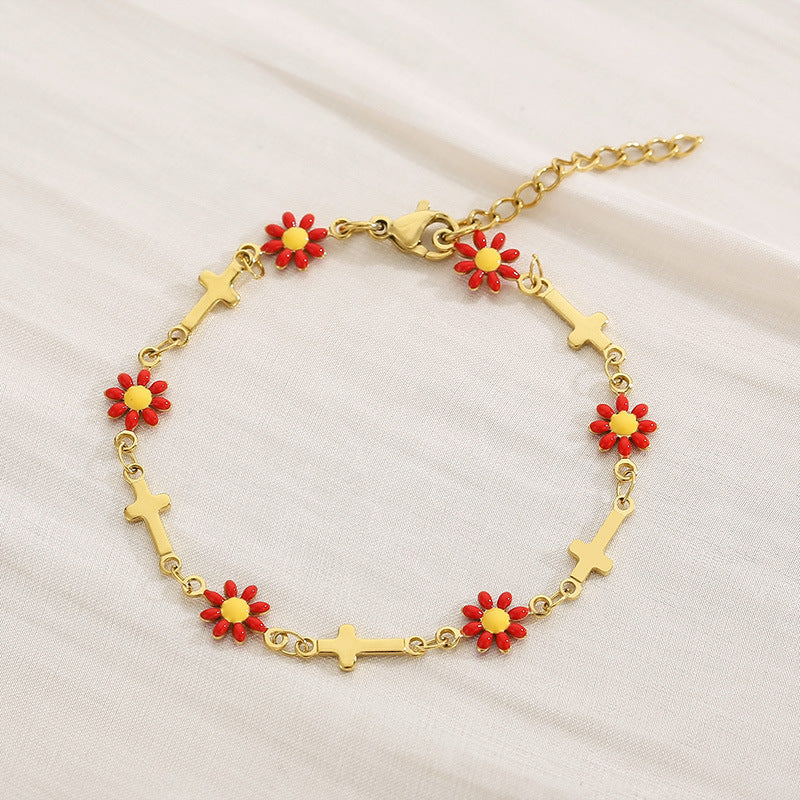 Honeybee Mumford's Flower & Cross Bracelet