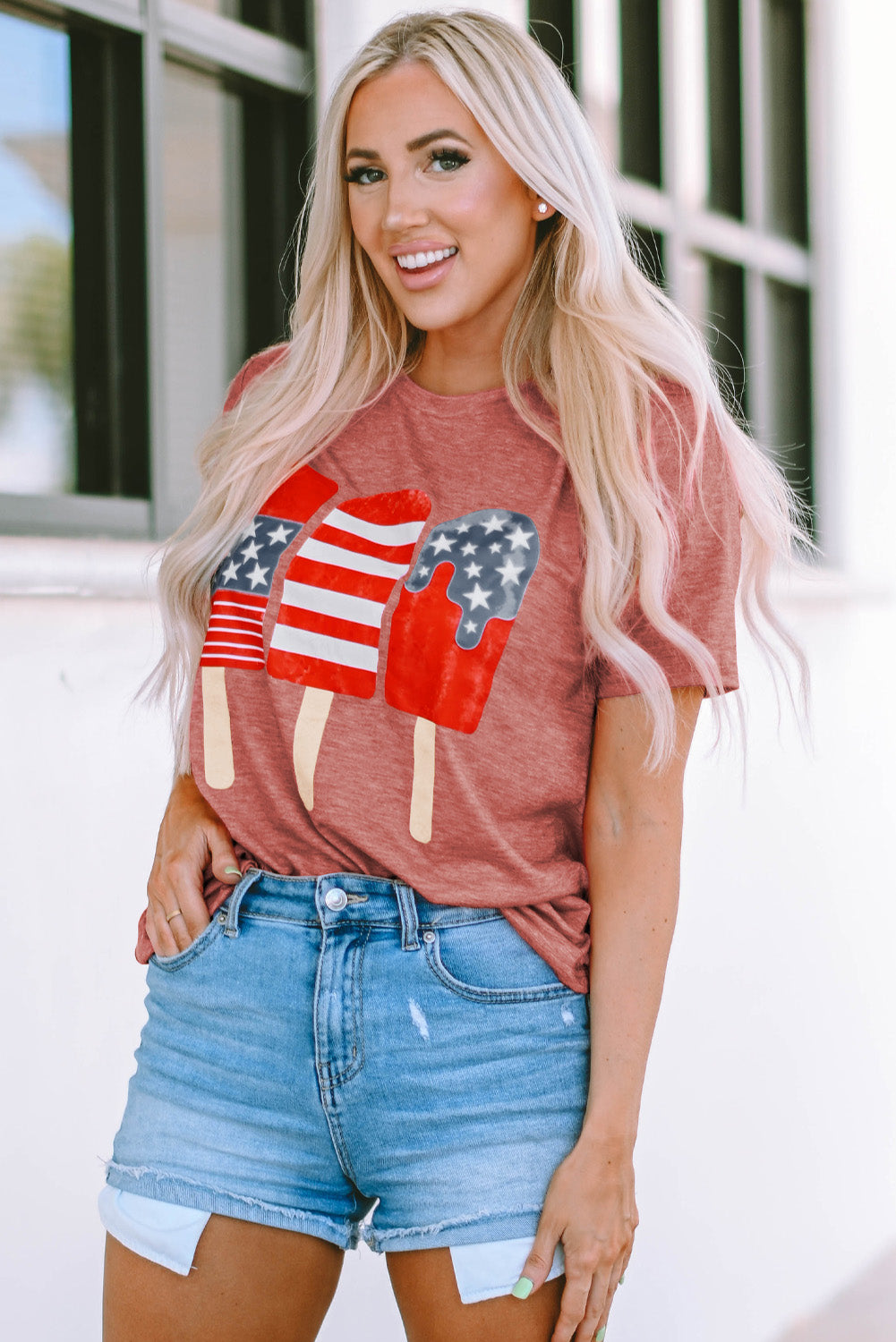 Honeybee Mumford's US Flag Round Neck Short Sleeve T-Shirt