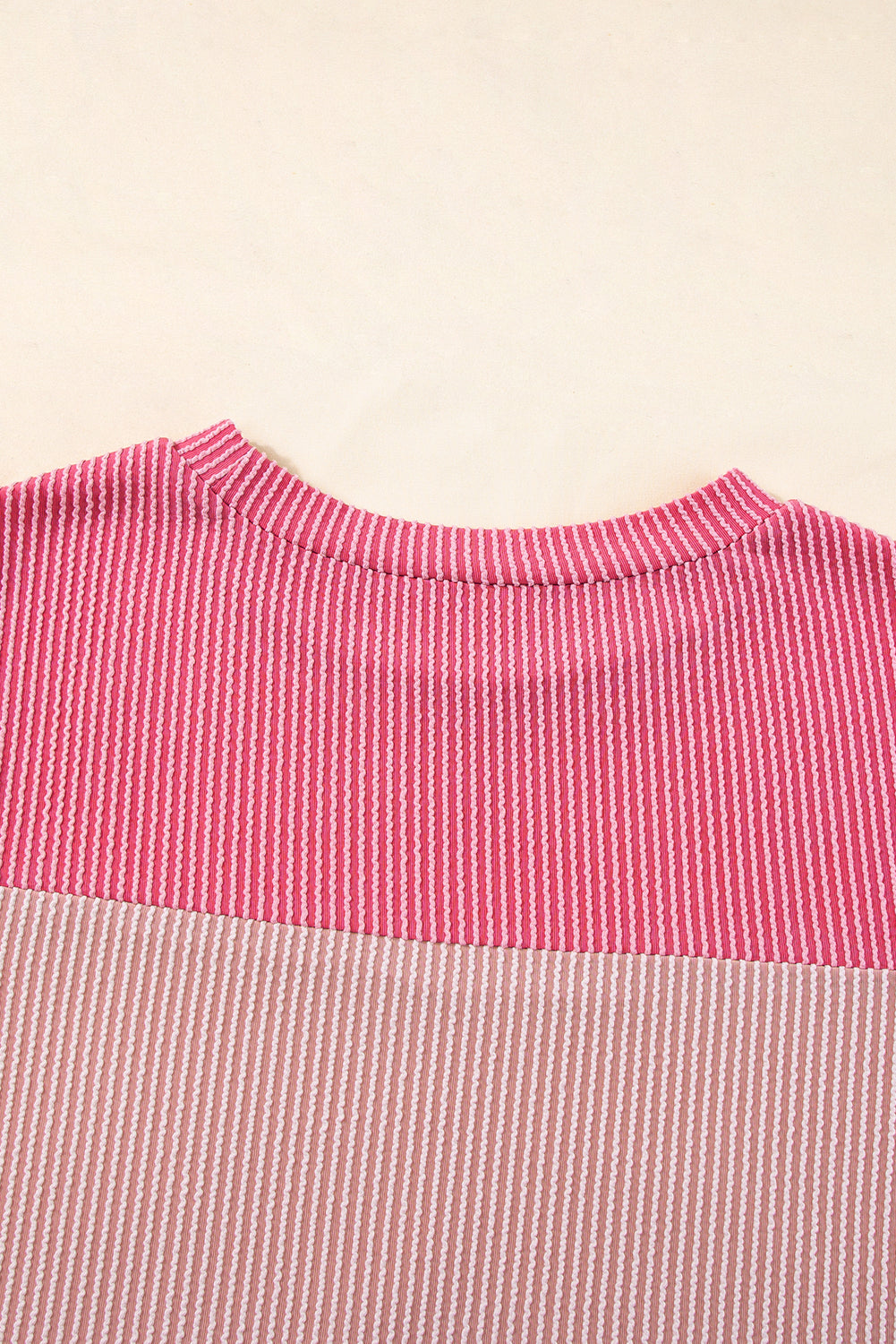 Honeybee Mumford's Pink Rib Textured Colorblock T Shirt