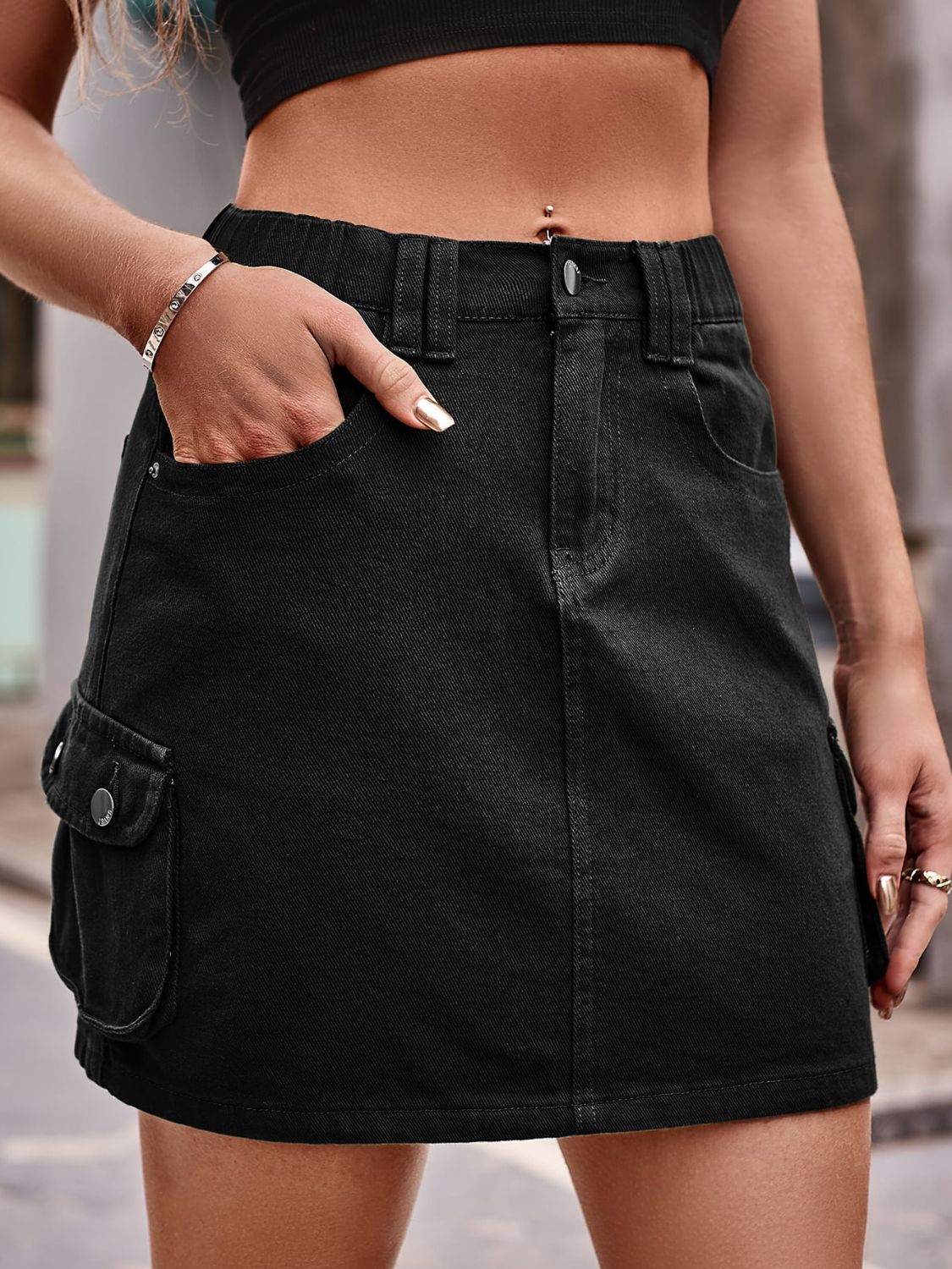 Honeybee Mumford's Denim Mini Skirt with Pockets