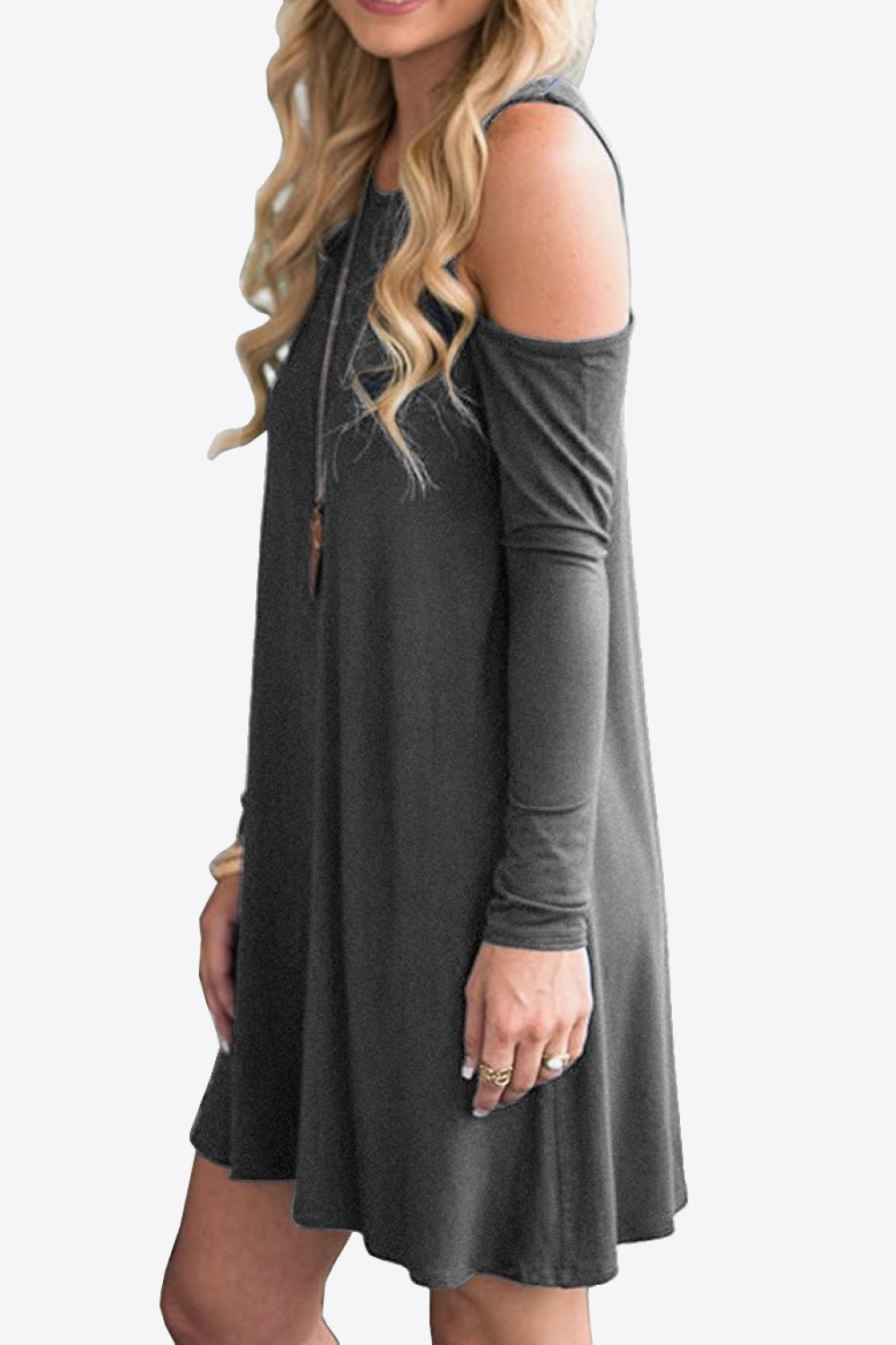 Honeybee Mumford's Cold-Shoulder Long Sleeve Round Neck Dress