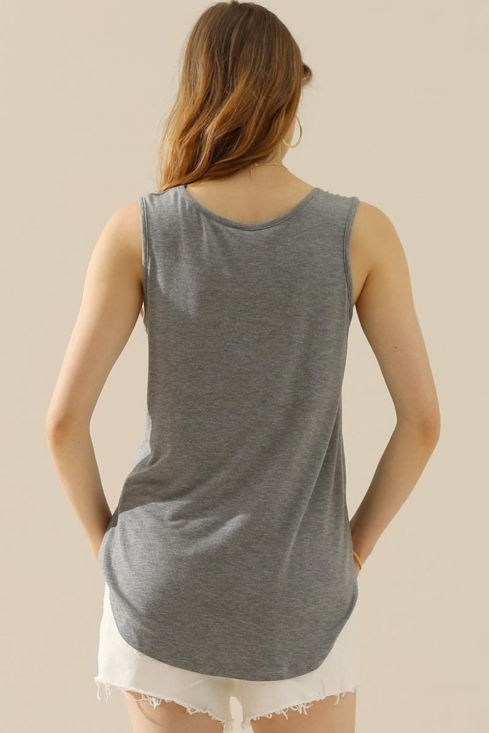 Honeybee Mumford's Full Size V-Neck Curved Hem Tank