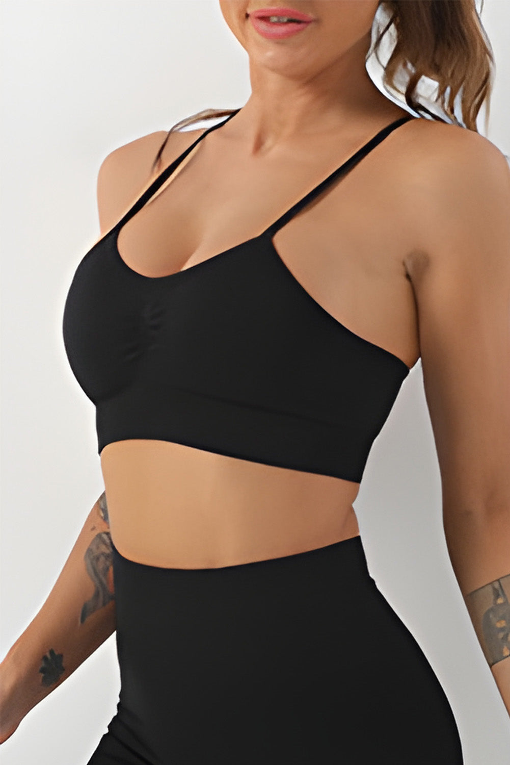 honeybee Mumford's Black Adjustable Spaghetti Strap Sports Bra