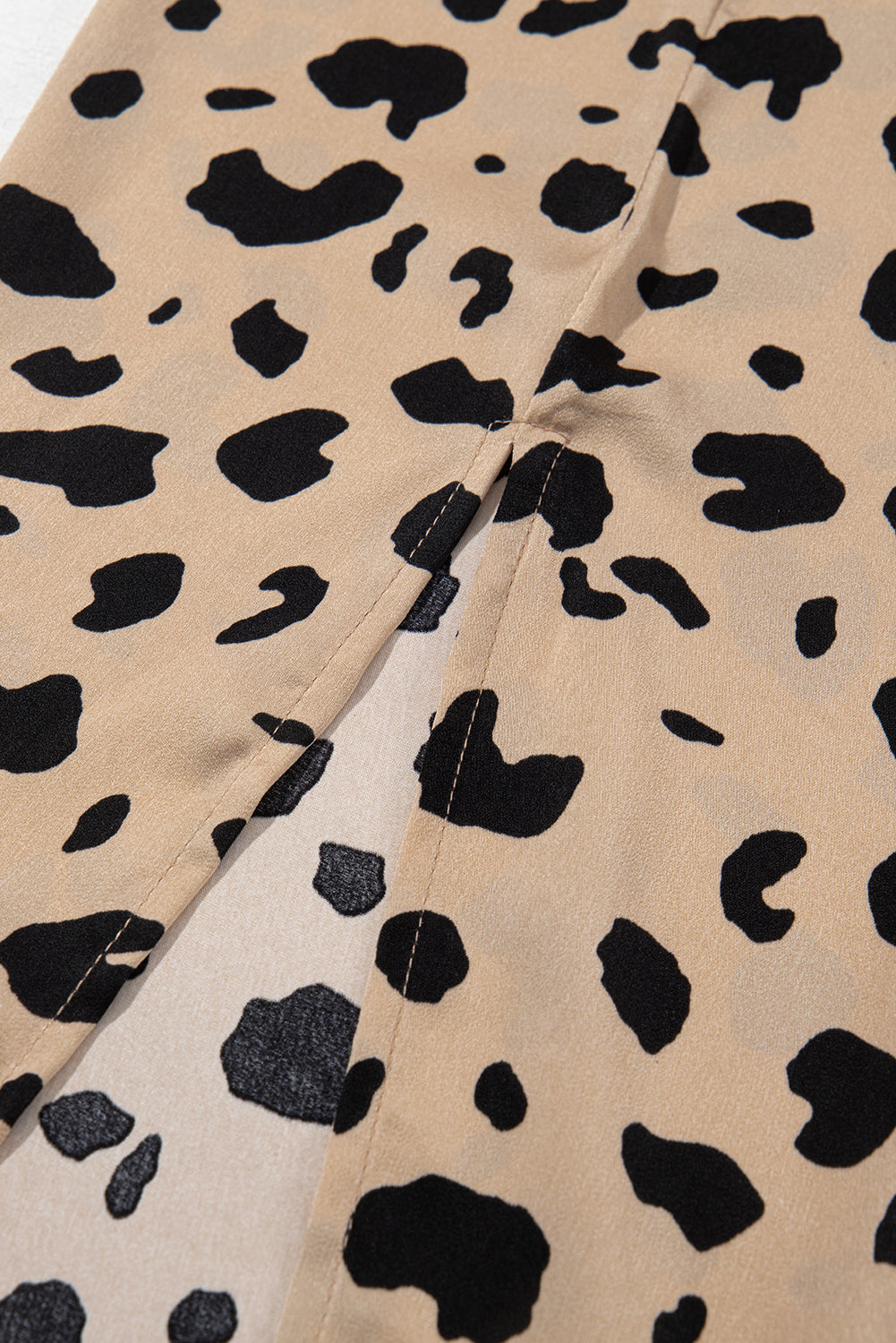 Honeybee Mumford's Khaki Leopard Spots Printed Split Hem Midi Skirt