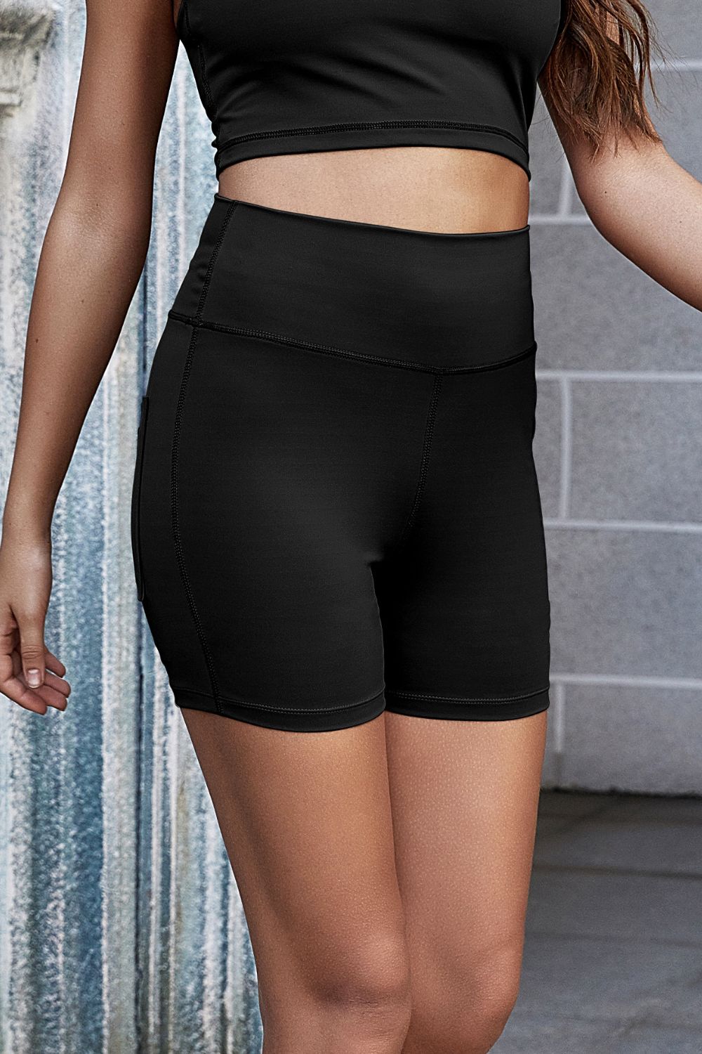 Honeybee Mumford's Exposed Seam Decorative Button Yoga Shorts