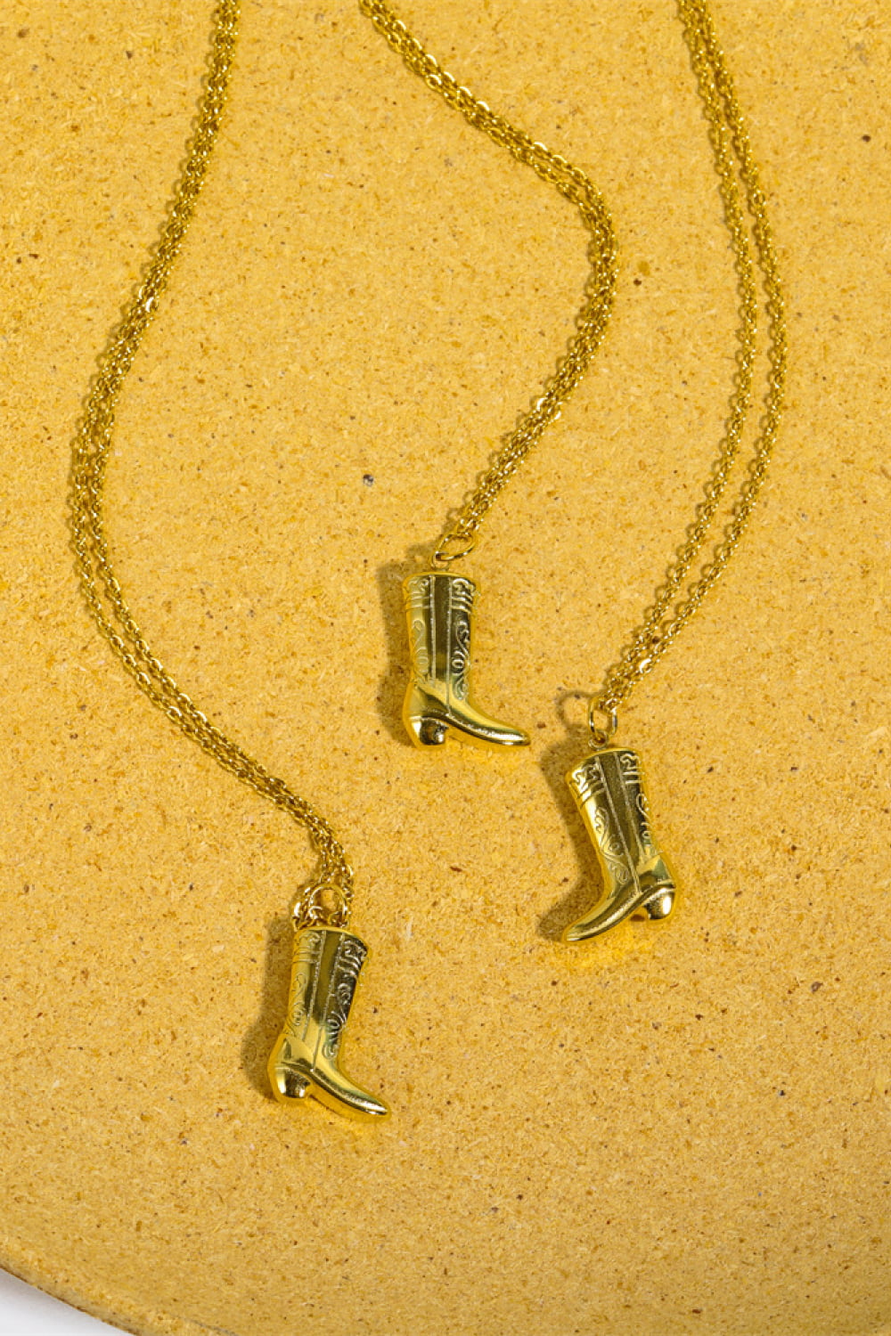 Honeybee Mumford's Cowboy Boot Pendant Stainless Steel Necklace