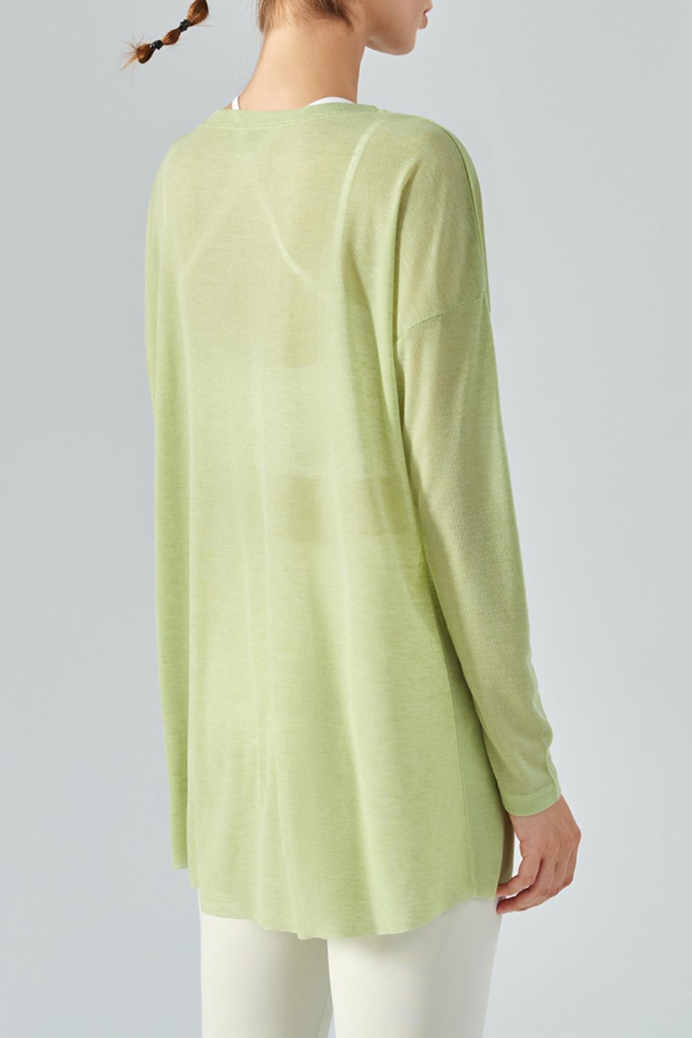 Honeybee Mumford's Round Neck Slit Sheer Tunic Sports Top