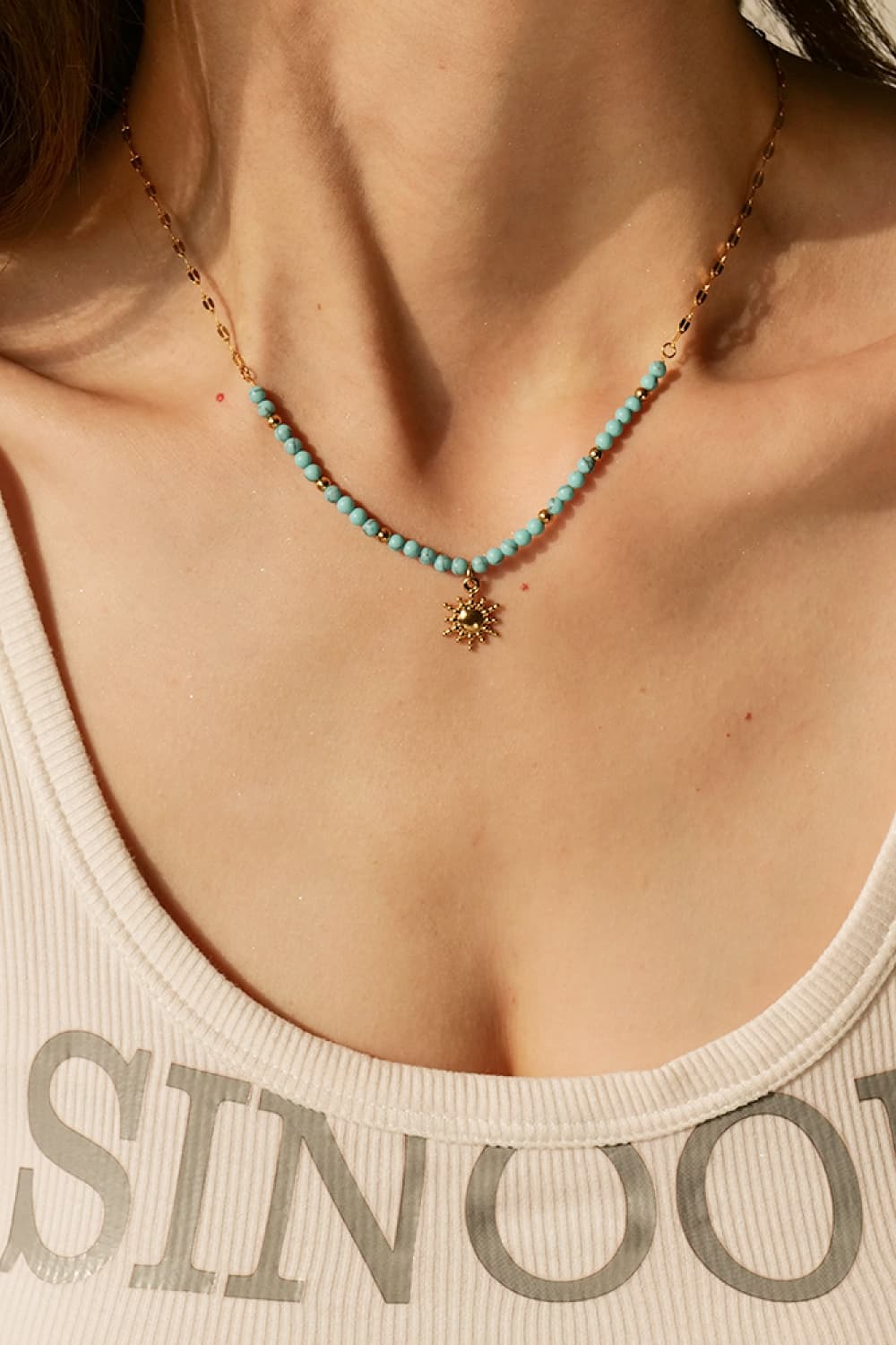 Honeybee Mumford's Turquoise Beaded 18K Gold-Plated Sun Shape Pendant Necklace