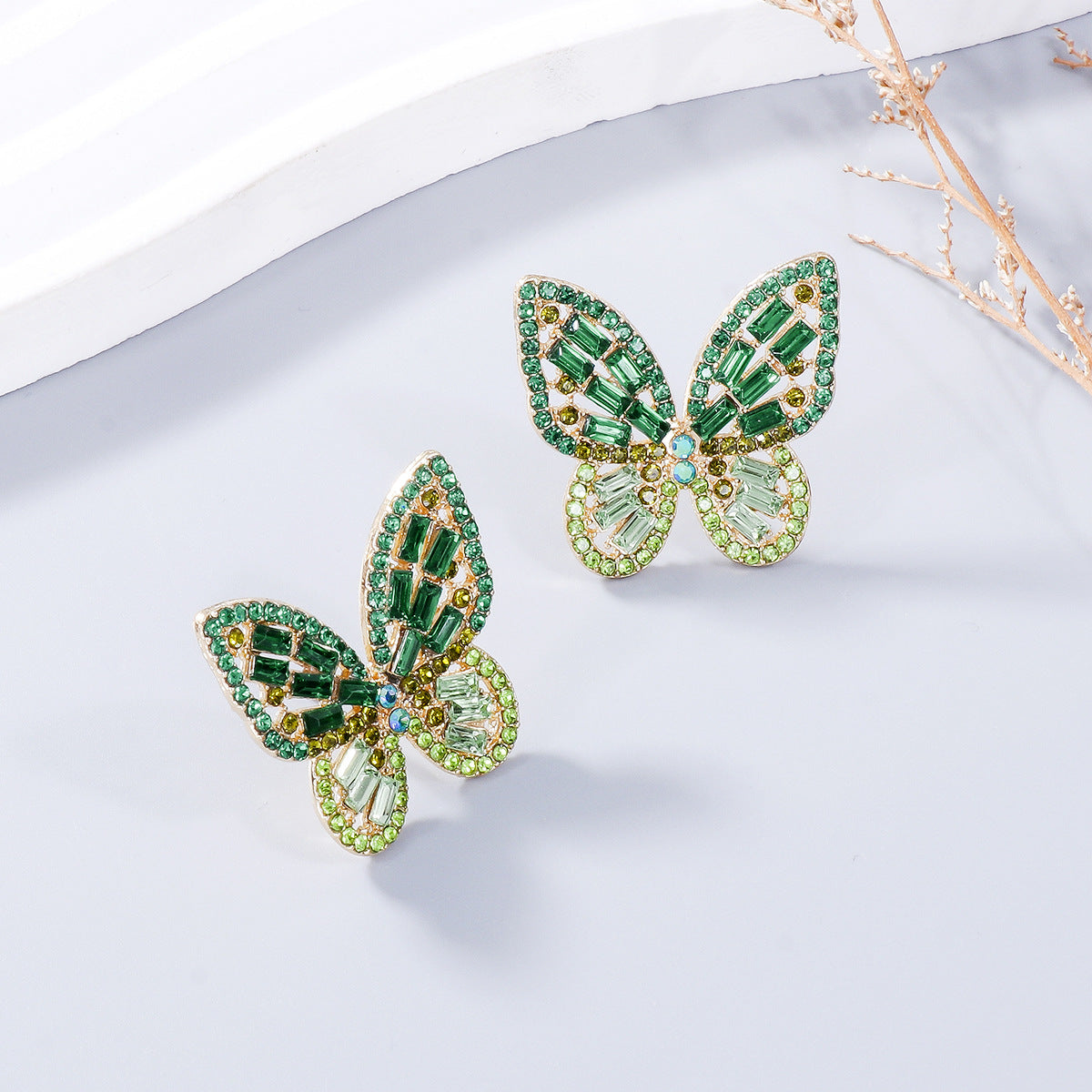 honeybee Mumford's Alloy Rhinestone Butterfly Earrings