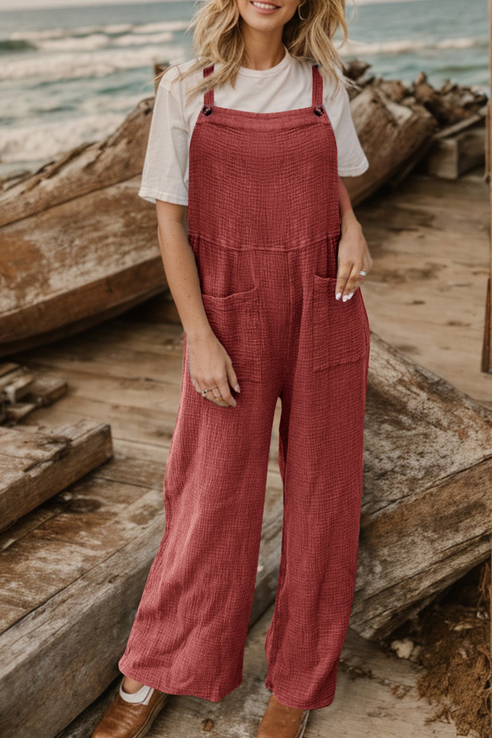 Honeybee Mumford's Full Size Wide Leg Front Pocket Jumpsuit