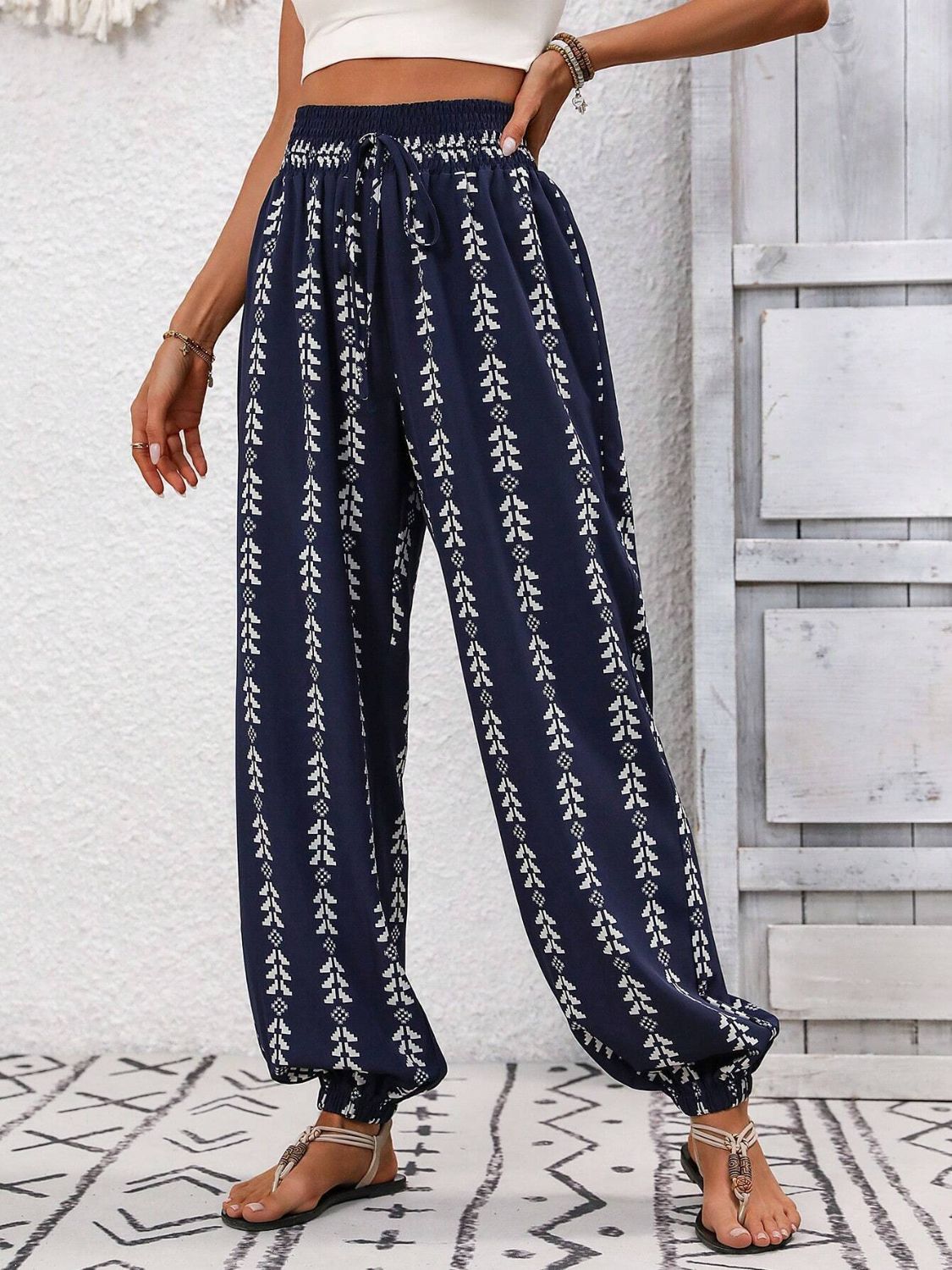 Honeybee Mumford's Tied Printed High Waist Pants