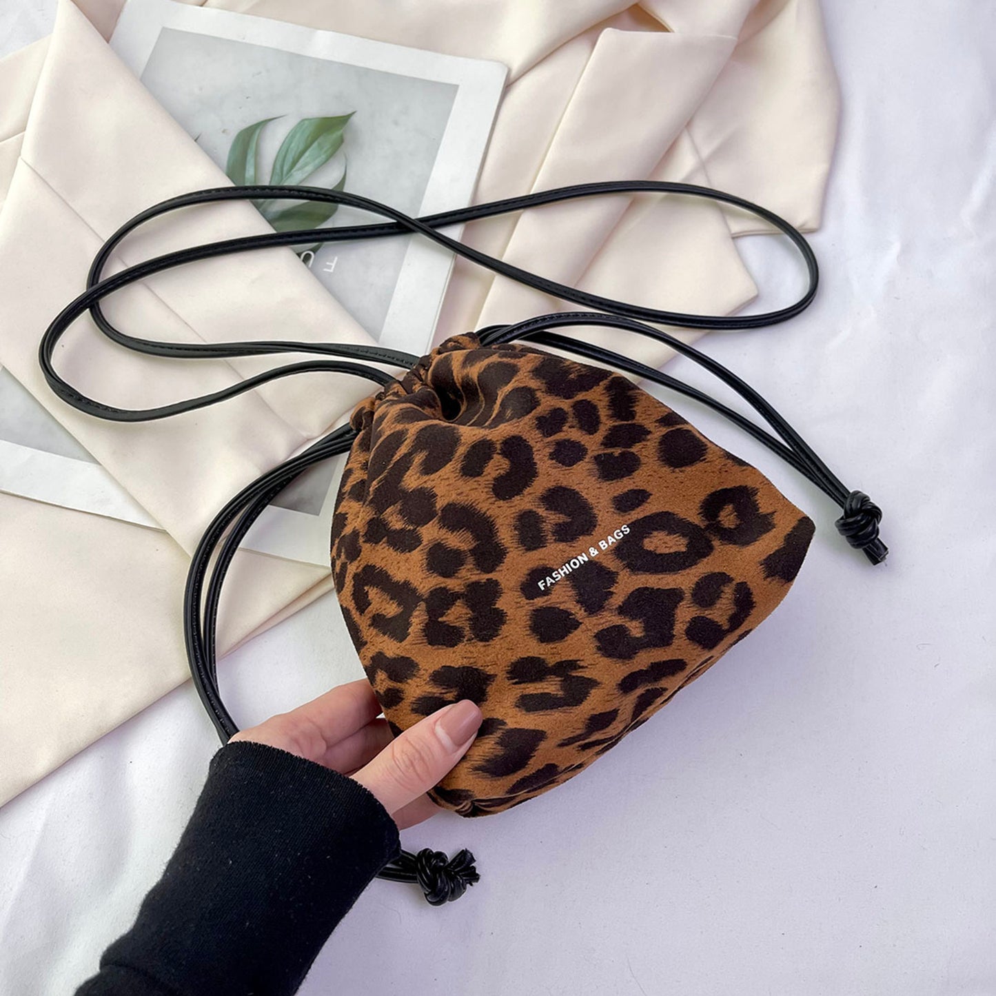 Honeybee Mumford's Drawstring Leopard Crossbody Bag