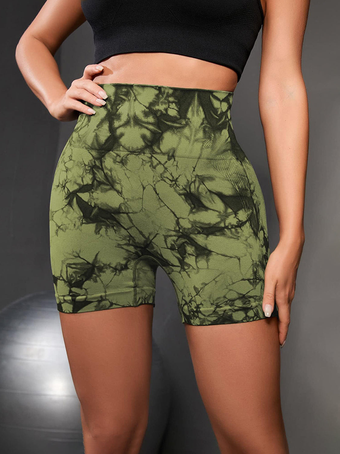 Honeybee Mumford's Tie-Dye High Waist Wide Waistband Active Shorts