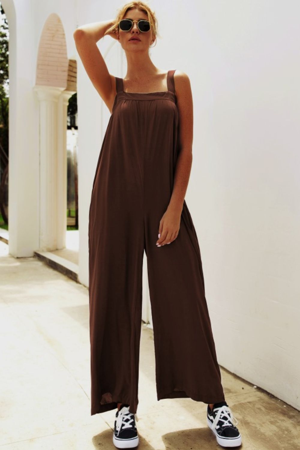 Honeybee Mumford's Wide Strap Wide Leg Jumpsuit