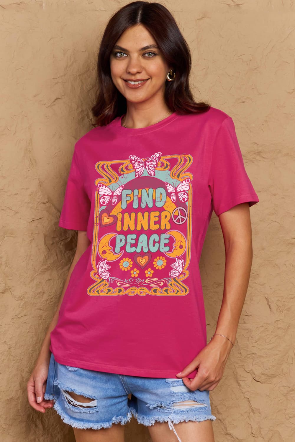 Honeybee Mumford's Simply Love Full Size FIND INNER PEACE Graphic Cotton T-Shirt