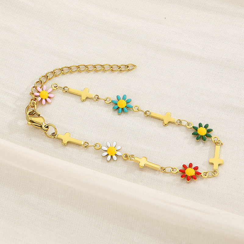 Honeybee Mumford's Flower & Cross Bracelet