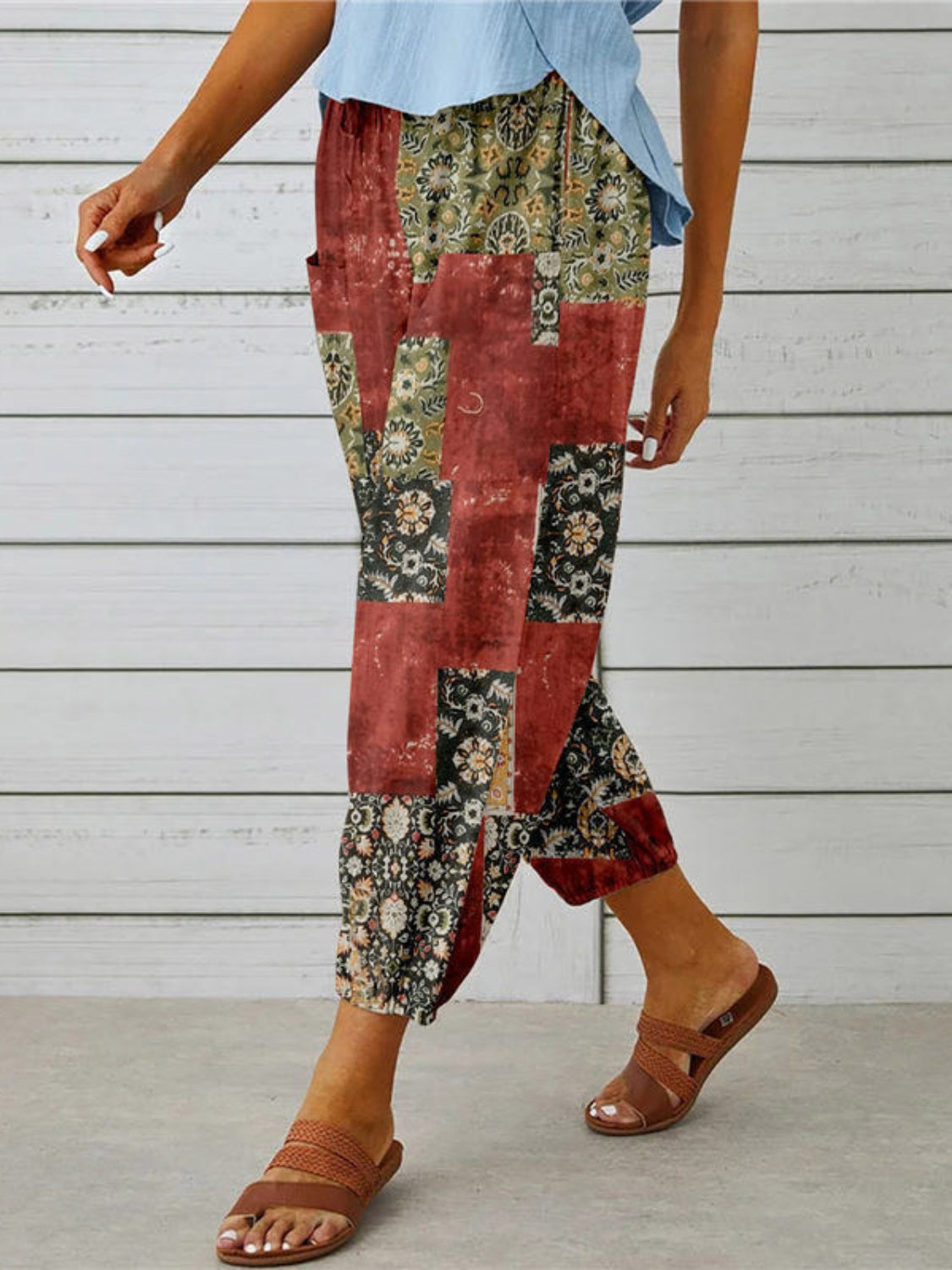 Honeybee Mumford's Printed Tied Cropped Pants