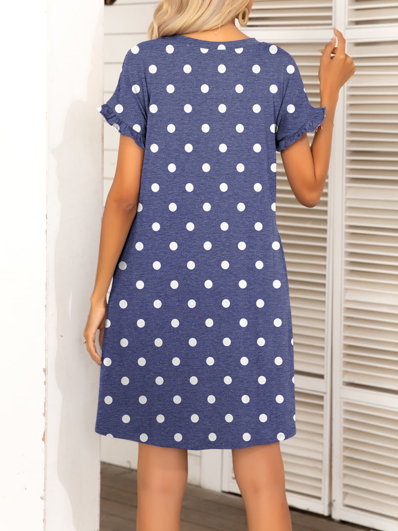 Honeybee Mumford's Round Neck Flounce Sleeve Dress with Pockets