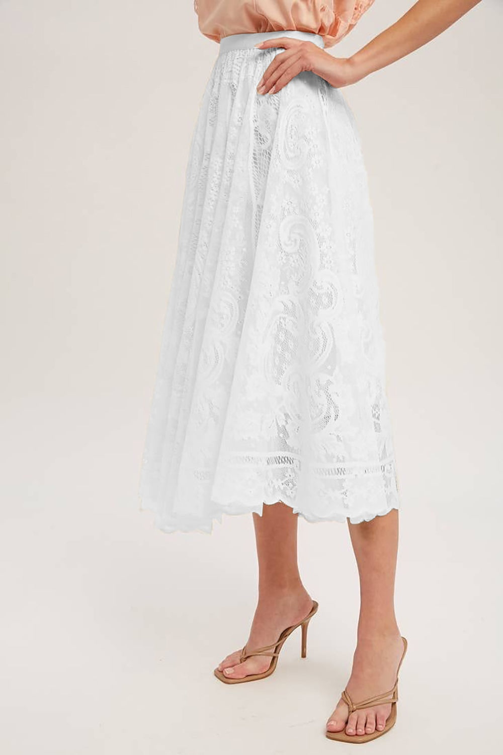 Honeybee Mumford's Lace High Waist Midi Skirt