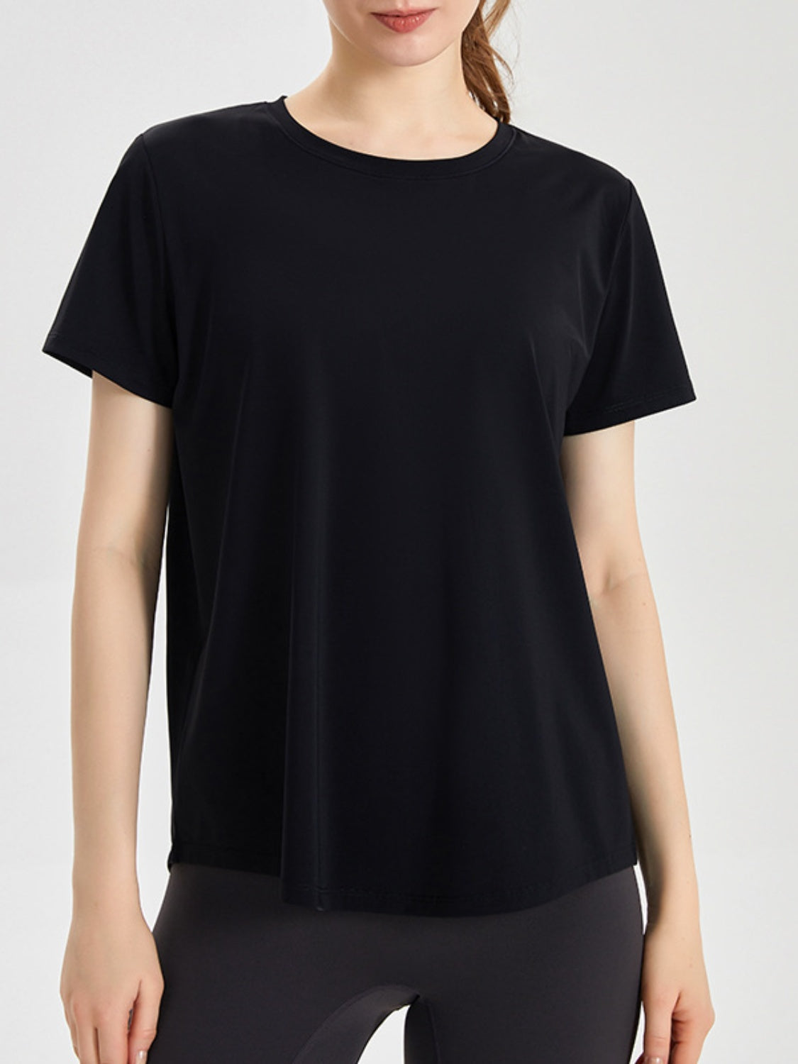 Honeybee Mumford's Slit Round Neck Short Sleeve Active T-Shirt