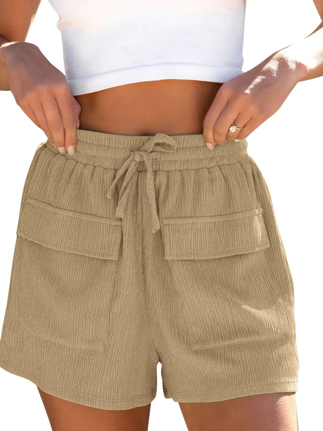 Honeybee Mumford's Drawstring High Waist Shorts with Pockets