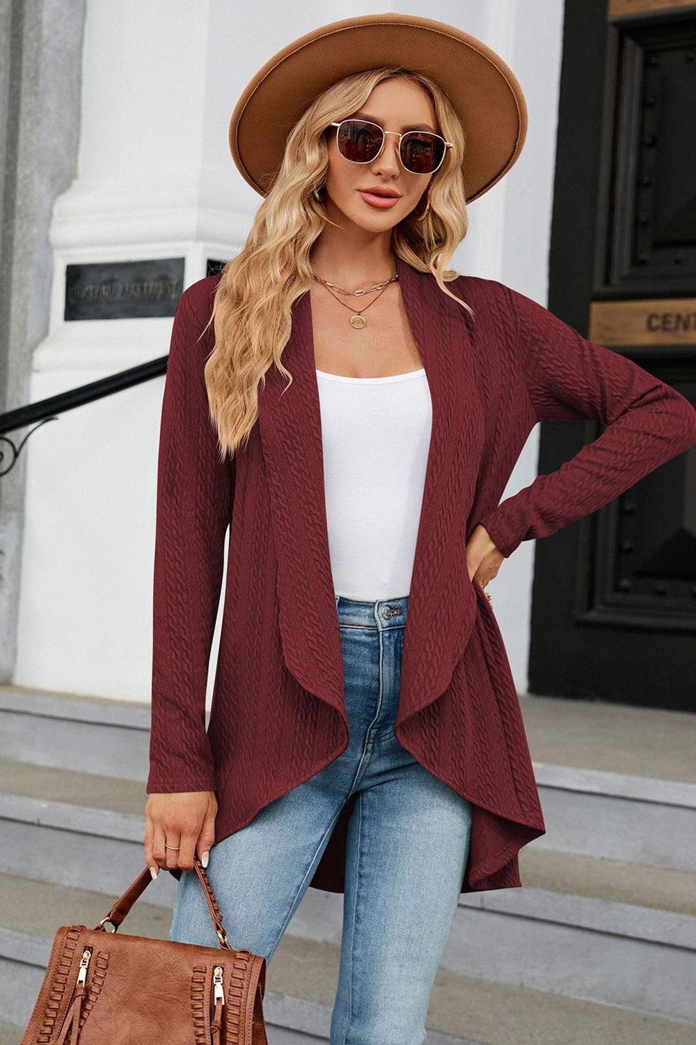 Honeybee Mumford's Open Front Long Sleeve Cardigan