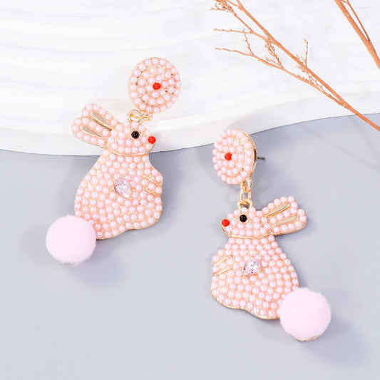 honeybee Mumford's Pearl Alloy Rabbit Dangle Earrings