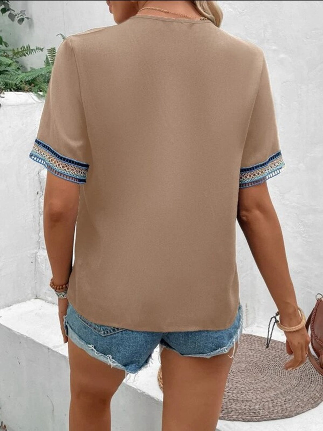 Honeybee Mumford's V-Neck Short Sleeve Blouse