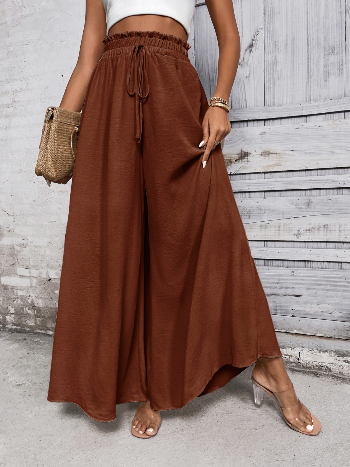 Honeybee Mumford's Tied High Waist Wide Leg Pants