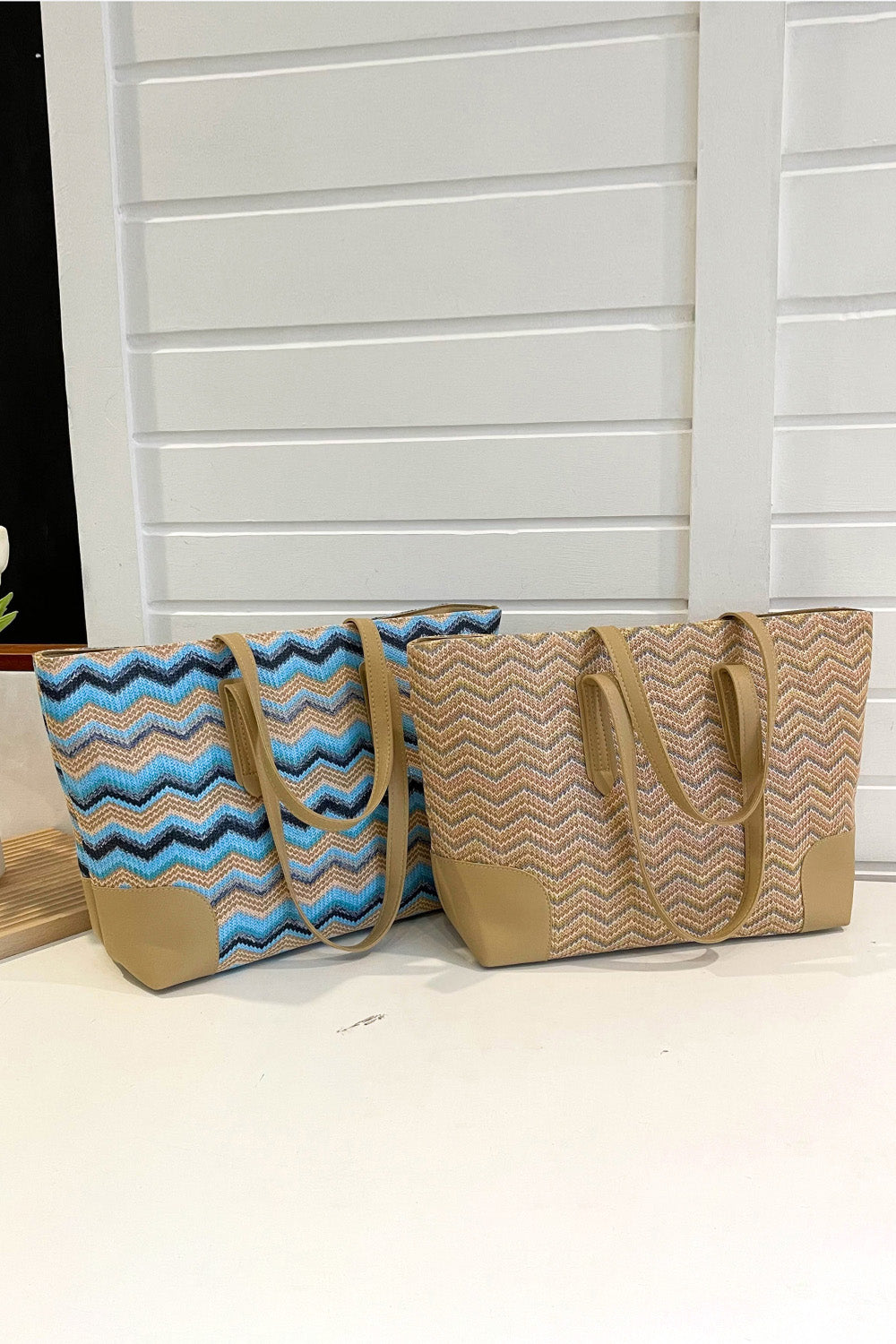 Honeybee Mumford's Chevron Straw Tote Bag