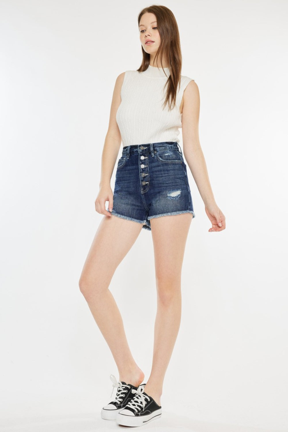 Honeybee Mumford's Raw Hem Button Fly Denim Shorts