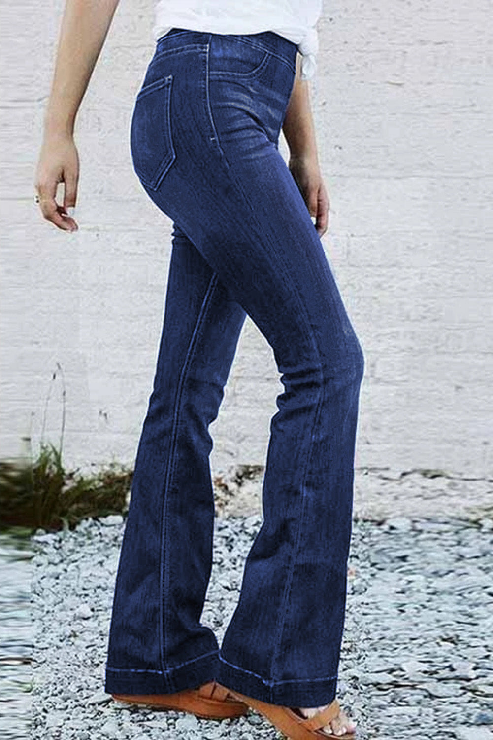 Honeybee Mumford's Blue High Rise Elastic Waist Flare Jeans