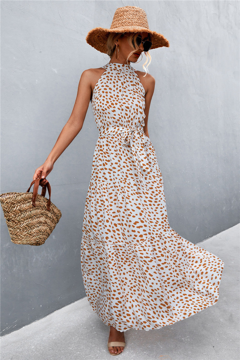 Honeybee Mumford's Printed Sleeveless Tie Waist Maxi Dress