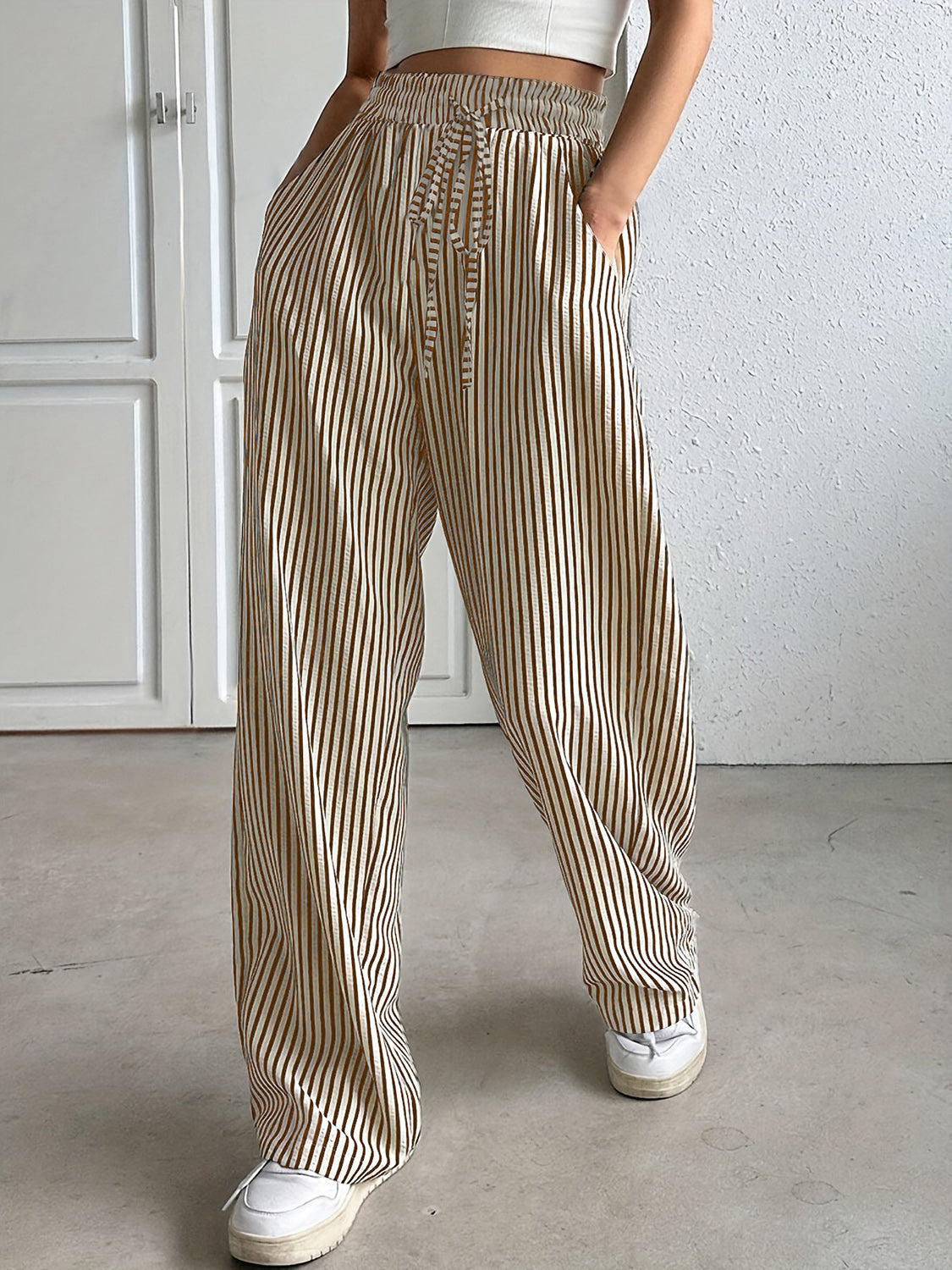 Honeybee Mumford's Drawstring Striped Elastic Waist Pants