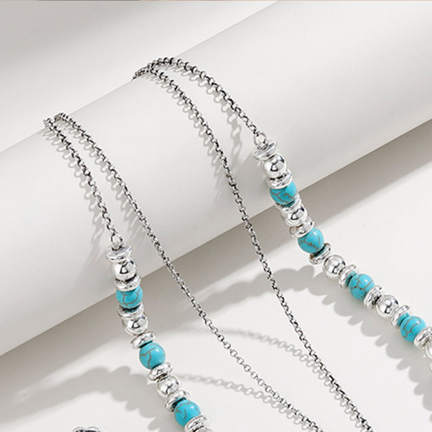 Honeybee Mumford's Turquoise Beaded Double-Layered Cross Necklace