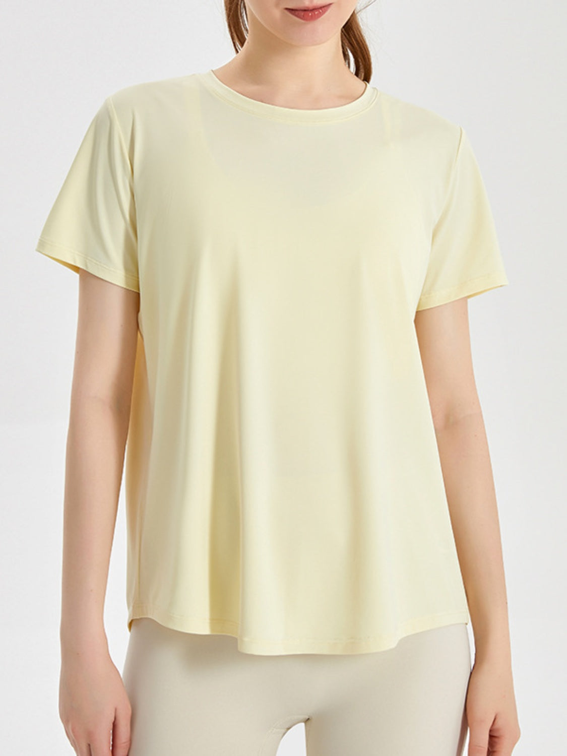 Honeybee Mumford's Slit Round Neck Short Sleeve Active T-Shirt