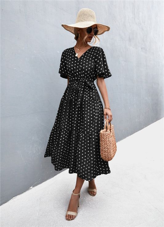 Honeybee Mumford's V-Neck Flutter Sleeve Belted Dress