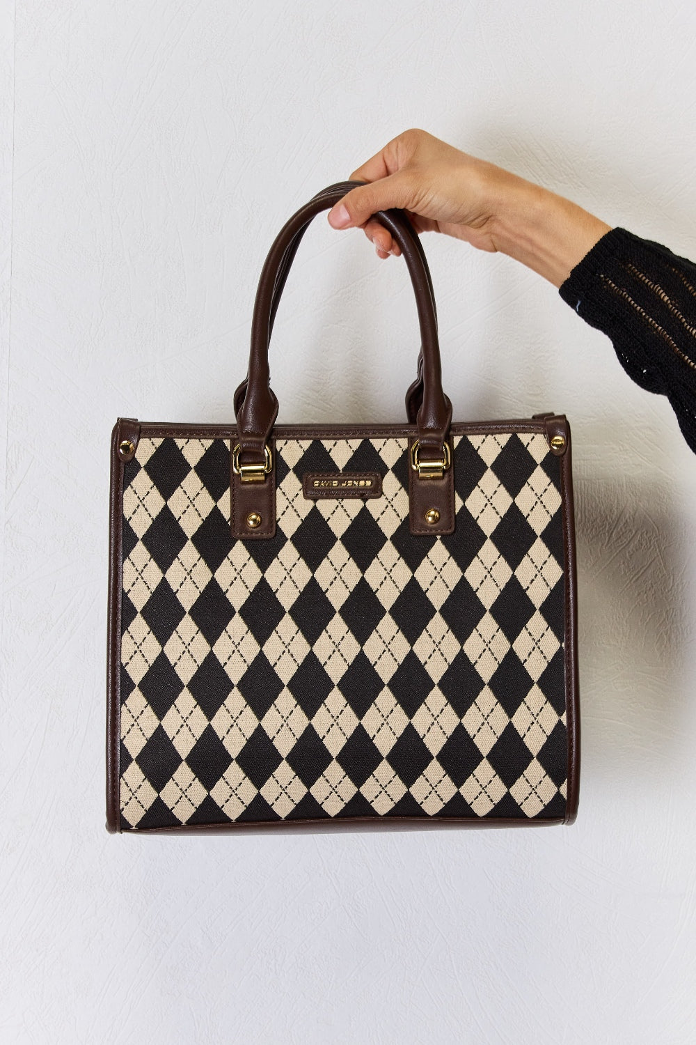 Honeybee Mumford's David Jones Argyle Pattern Leather Handbag