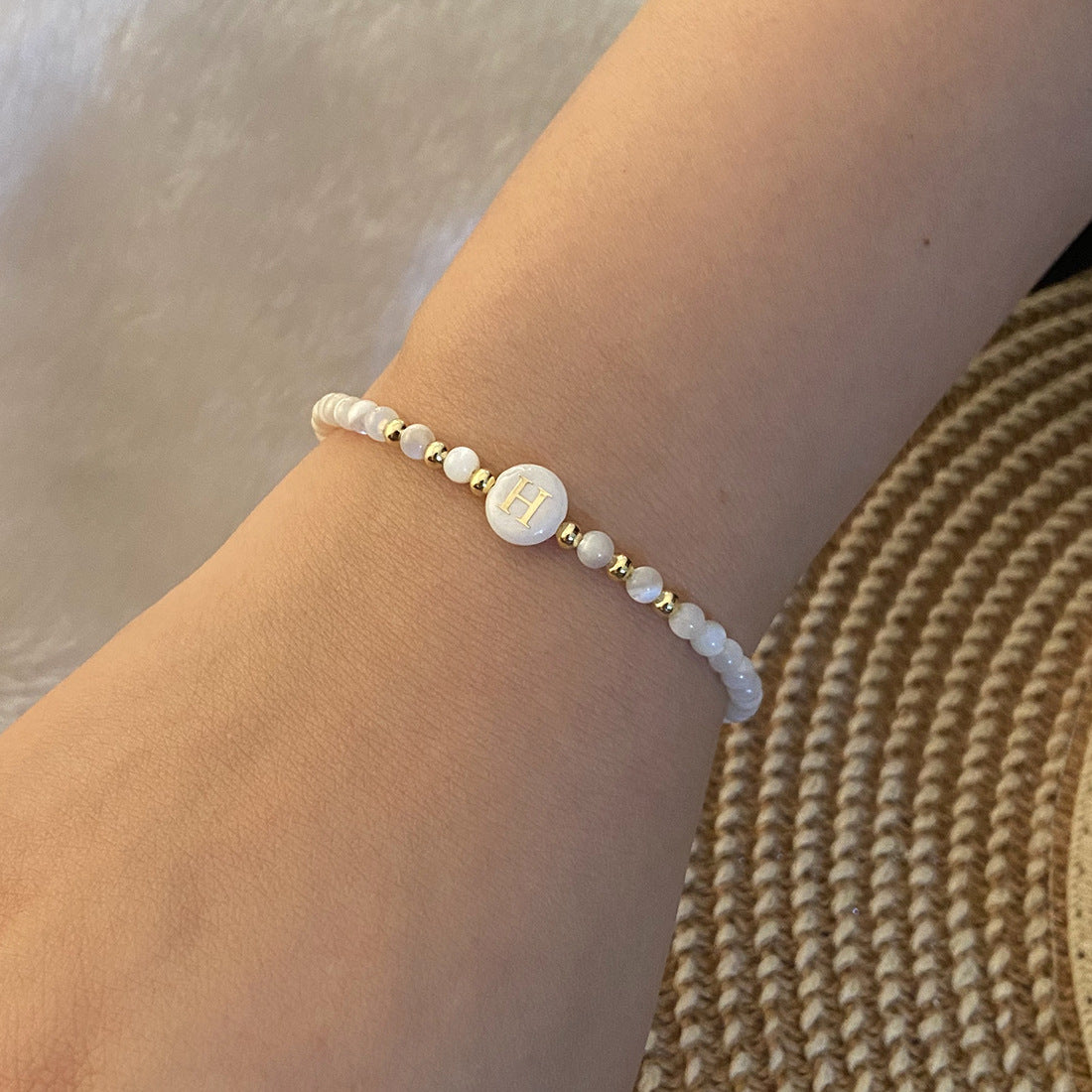 Honeybee Mumford's Shell Letter Bead Bracelet