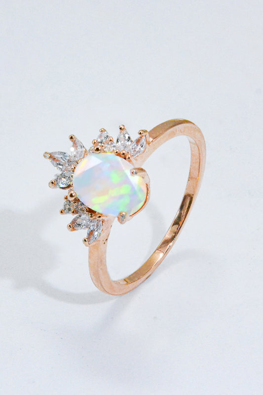 Honeybee Mumford's 18k rose gold-plated polished Sterling Silver Opal Ring