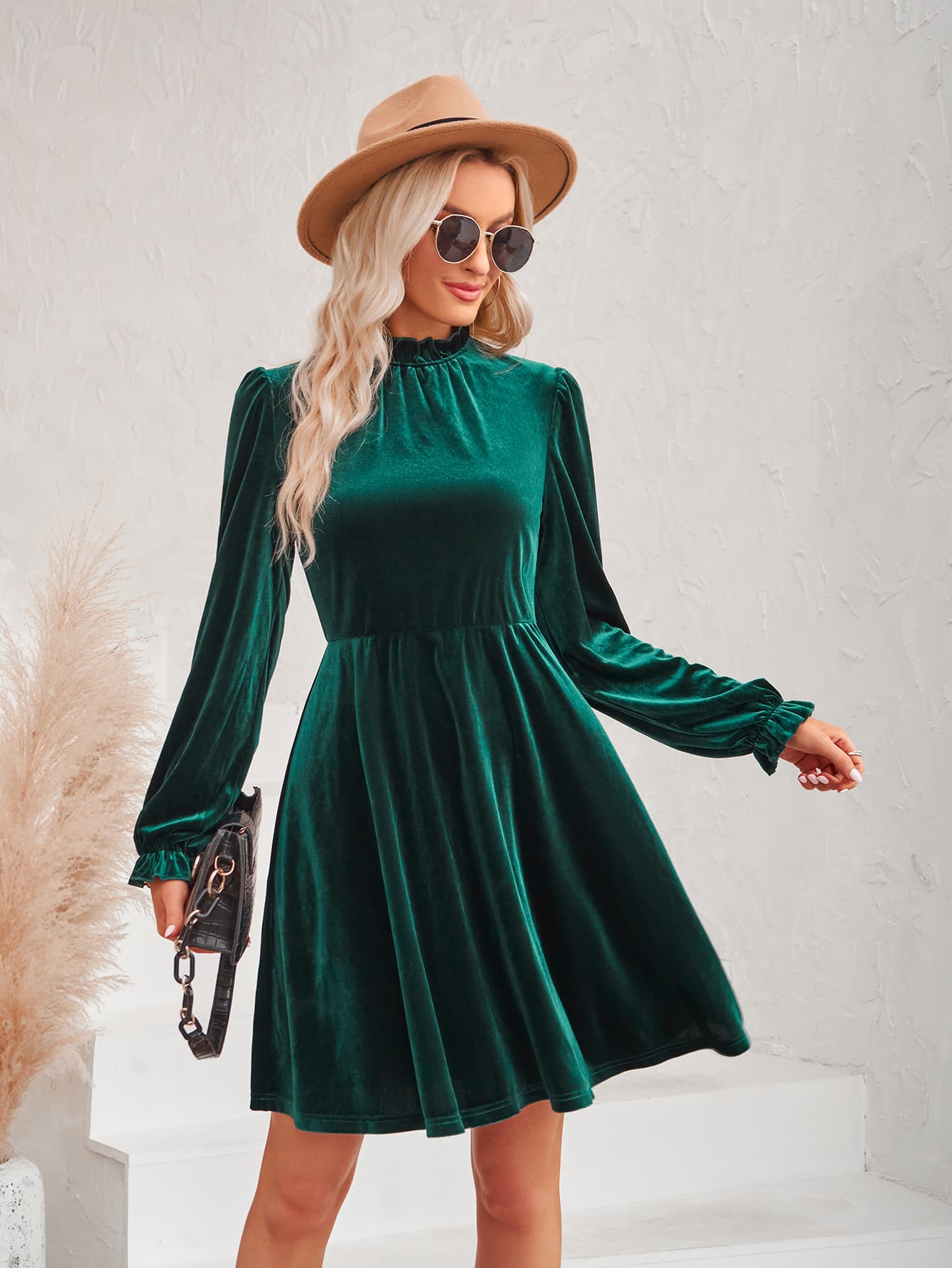 Honeybee Mumford's Long Flounce Sleeve Dress w/ A-Line