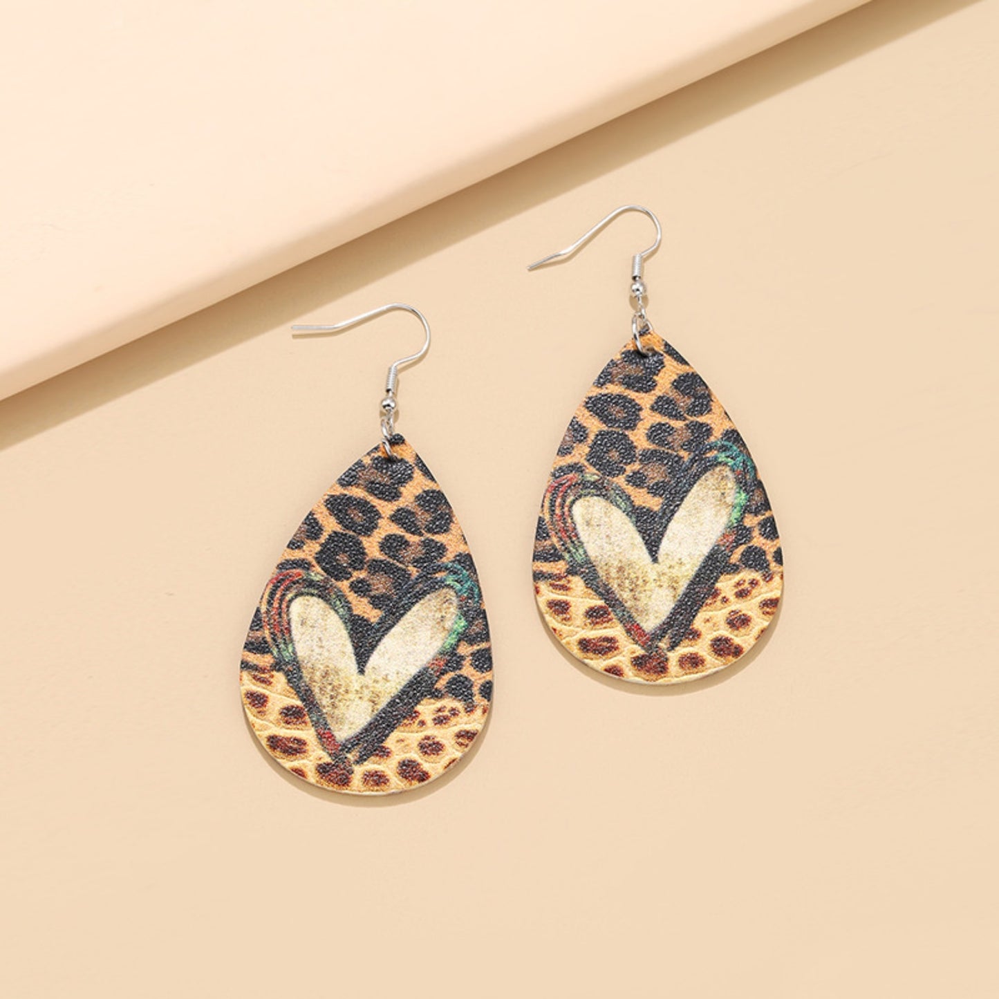 honeybee Mumford's Leather Leopard Teardrop Earrings