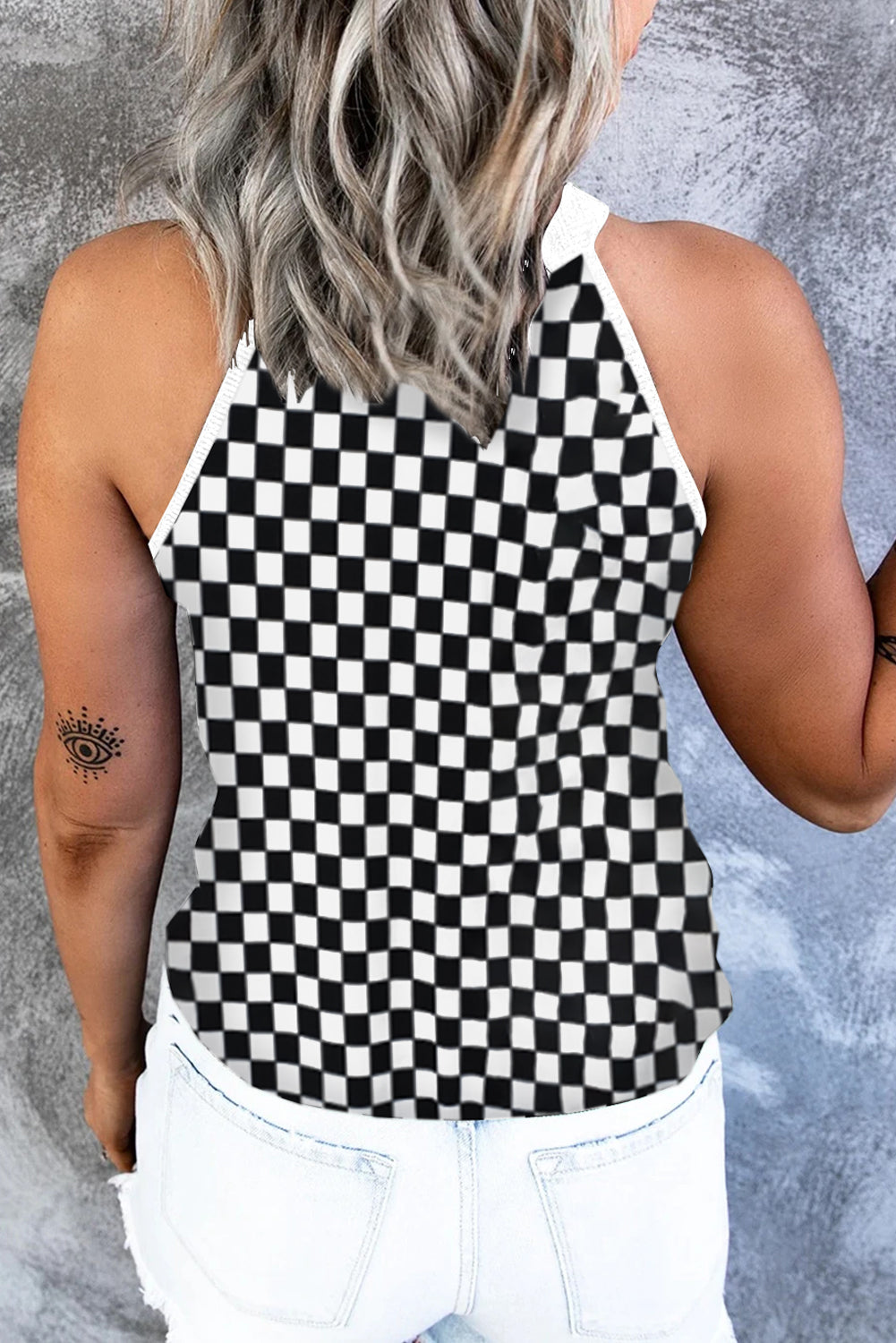 Honeybee Mumford's Checkered Grecian Neck Tank