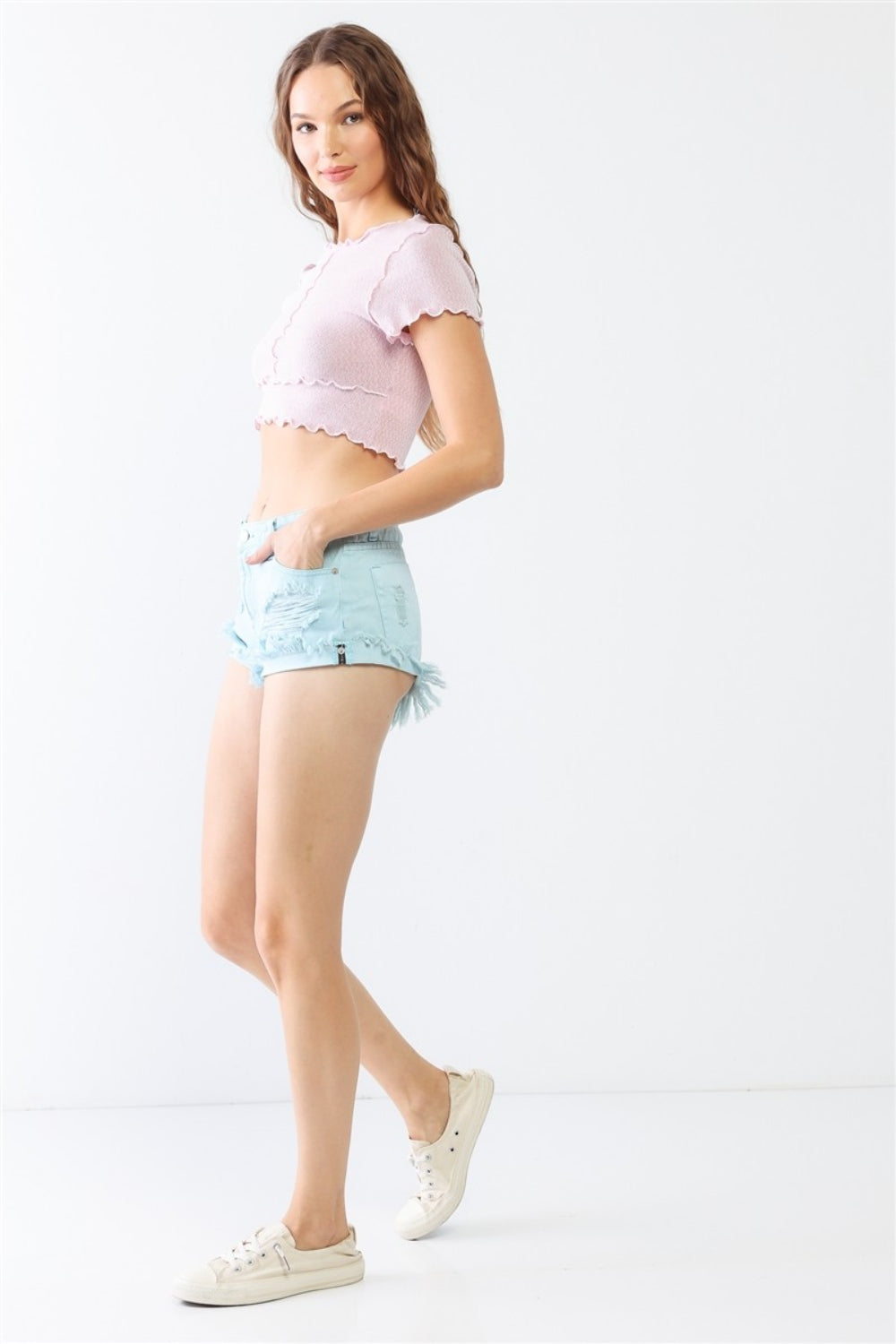 Honeybee Mumford's Distressed Ripped Denim Shorts