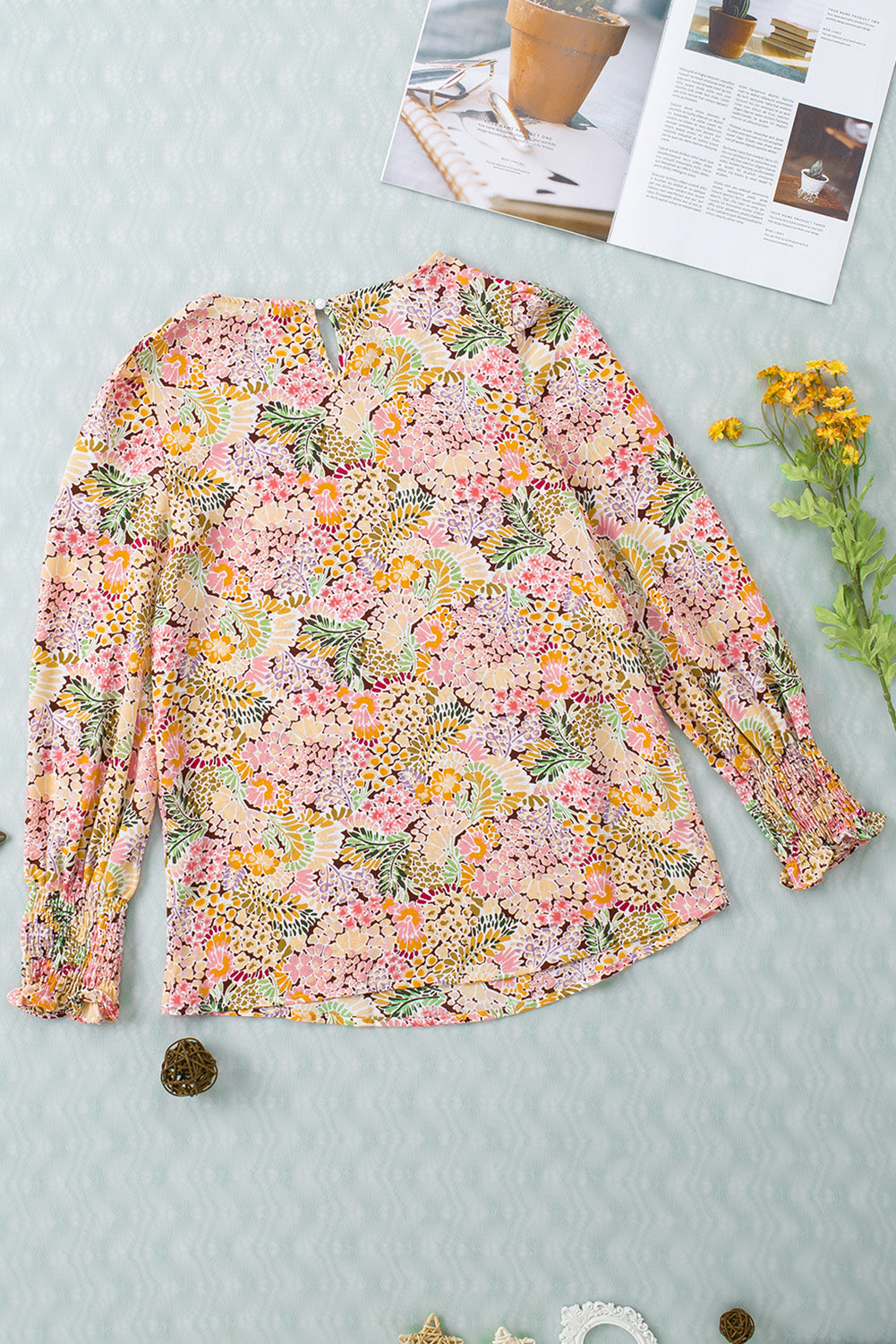 Honeybee Mumford's Floral Print Long Puff Sleeve Blouse