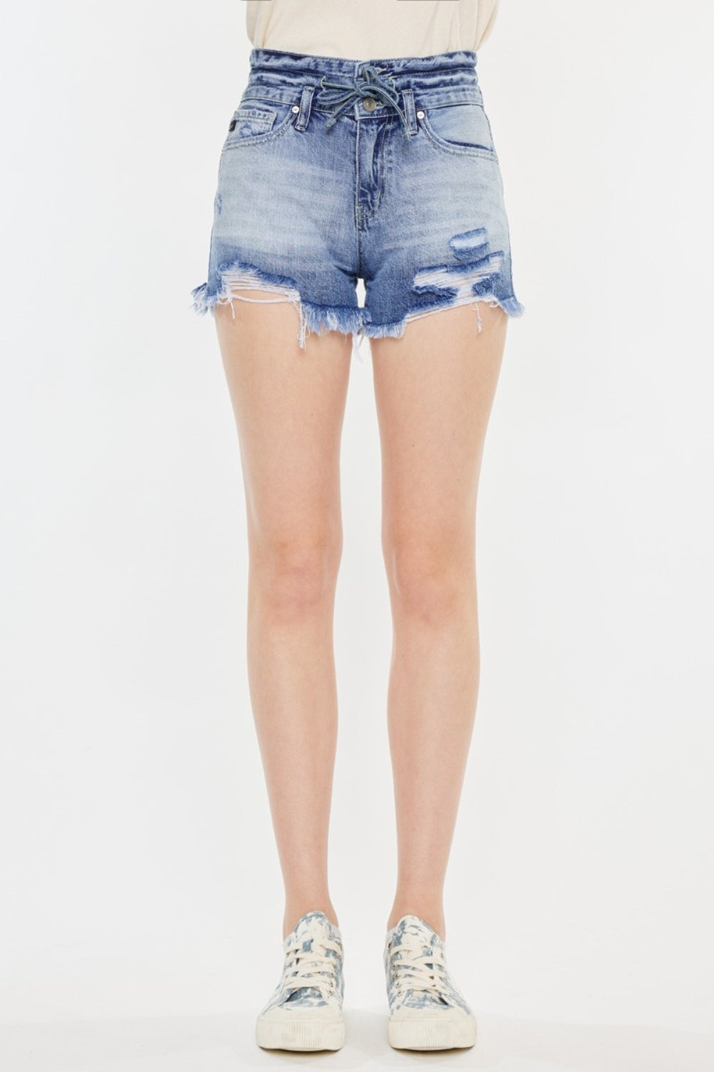 Honeybee Mumford's High Rise Frayed Hem Denim Shorts