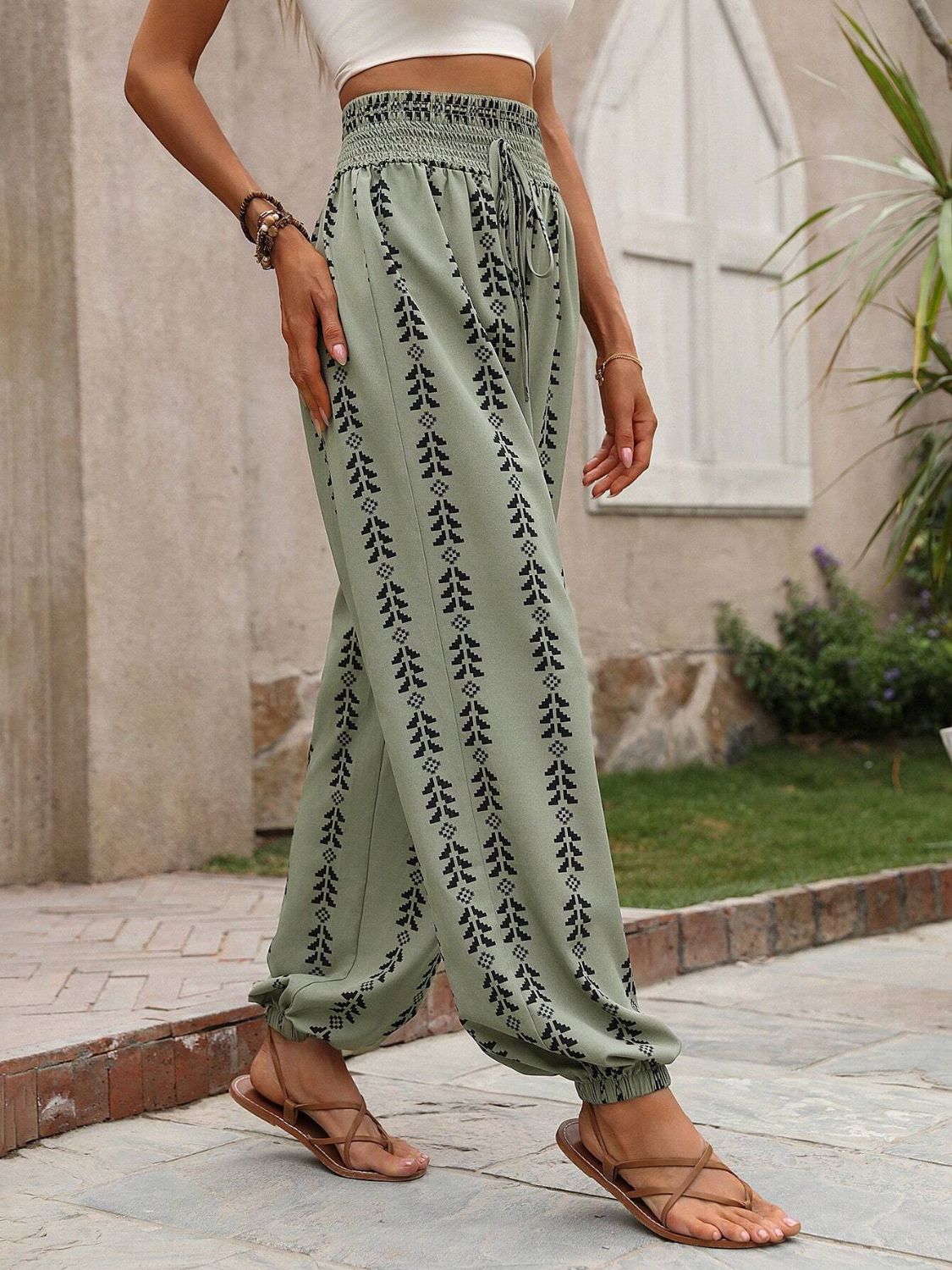 Honeybee Mumford's Tied Printed High Waist Pants