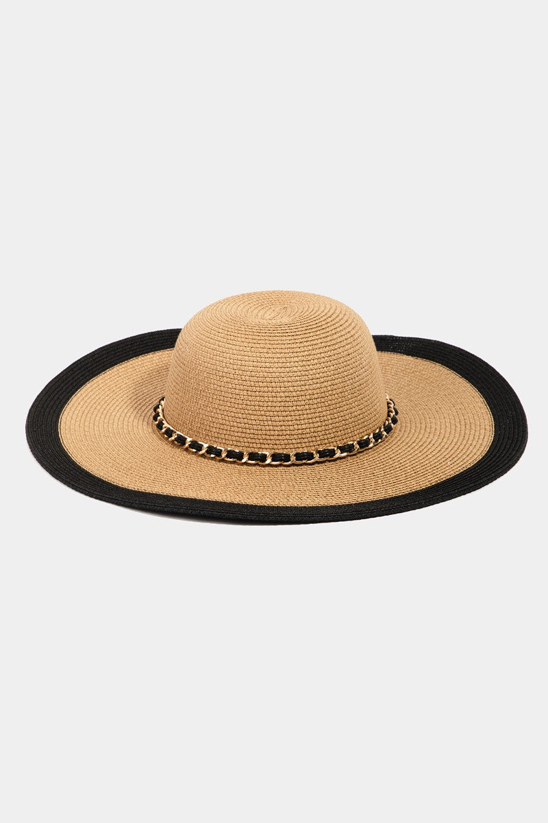 Honeybee Mumford's Chain Black Trim Straw Hat