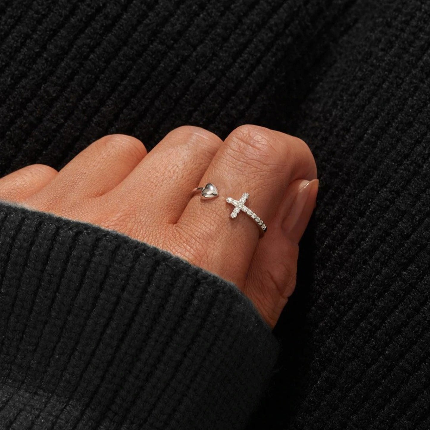 Honeybee Mumford's Heart Shape Cross Open Ring